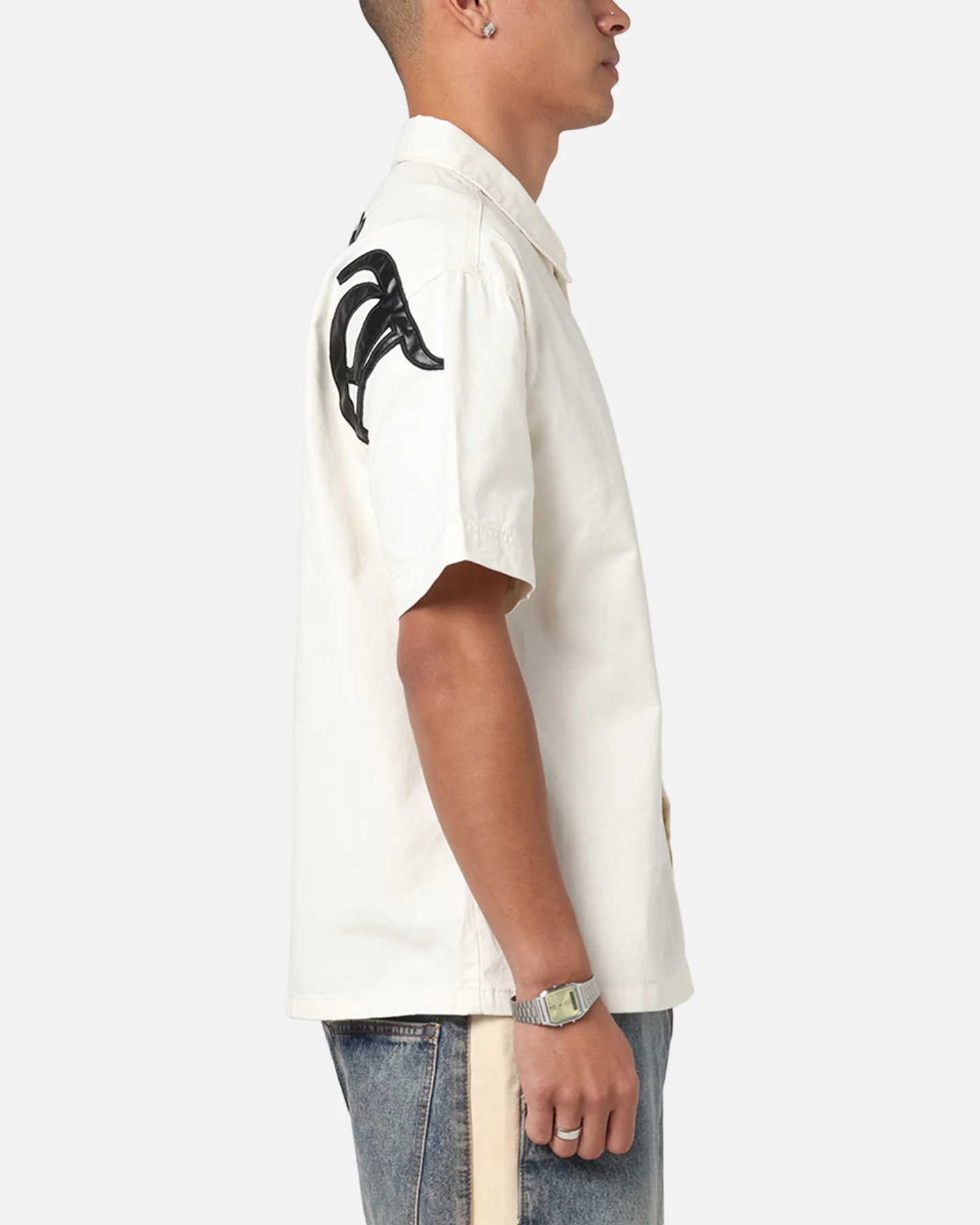 Saint Morta Gothic Noir Button Up Shirt White/Black - Image 5