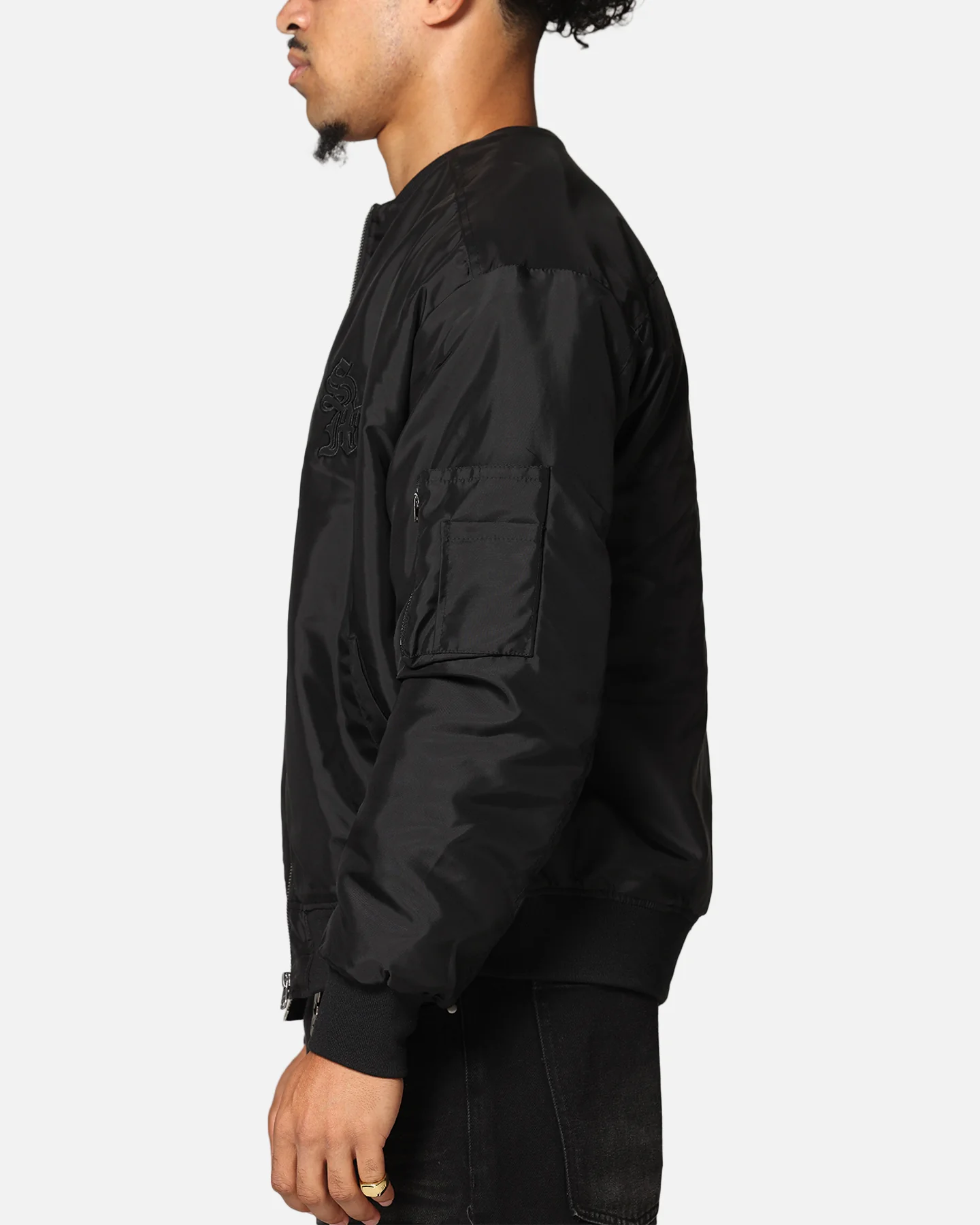 Saint Morta Gothic Nylon Bomber Jacket Black - Image 7