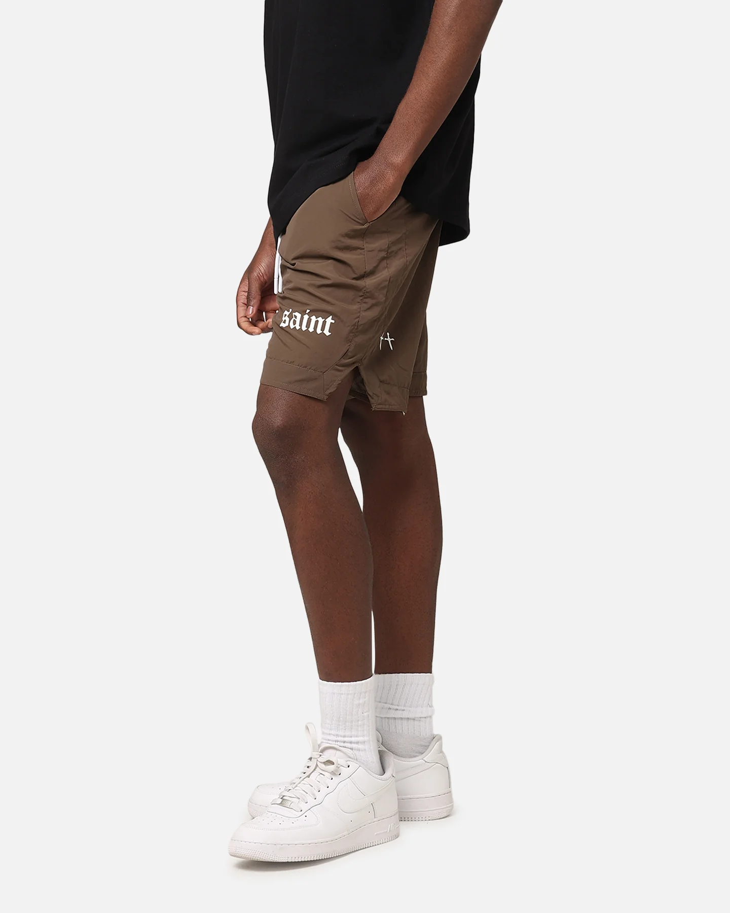 Saint Morta Gothic Nylon Shorts Chocolate - Image 6