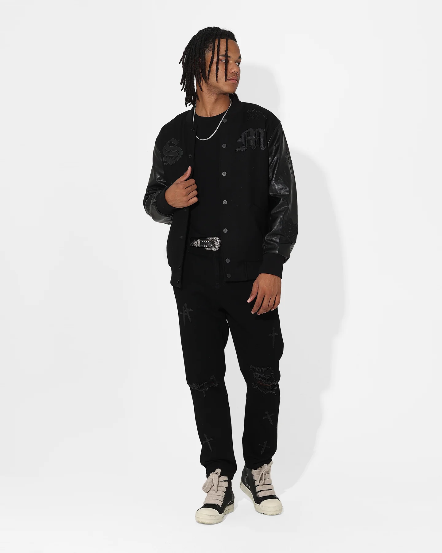 Saint Morta Graveyard Varsity Jacket Black/Black - Image 3