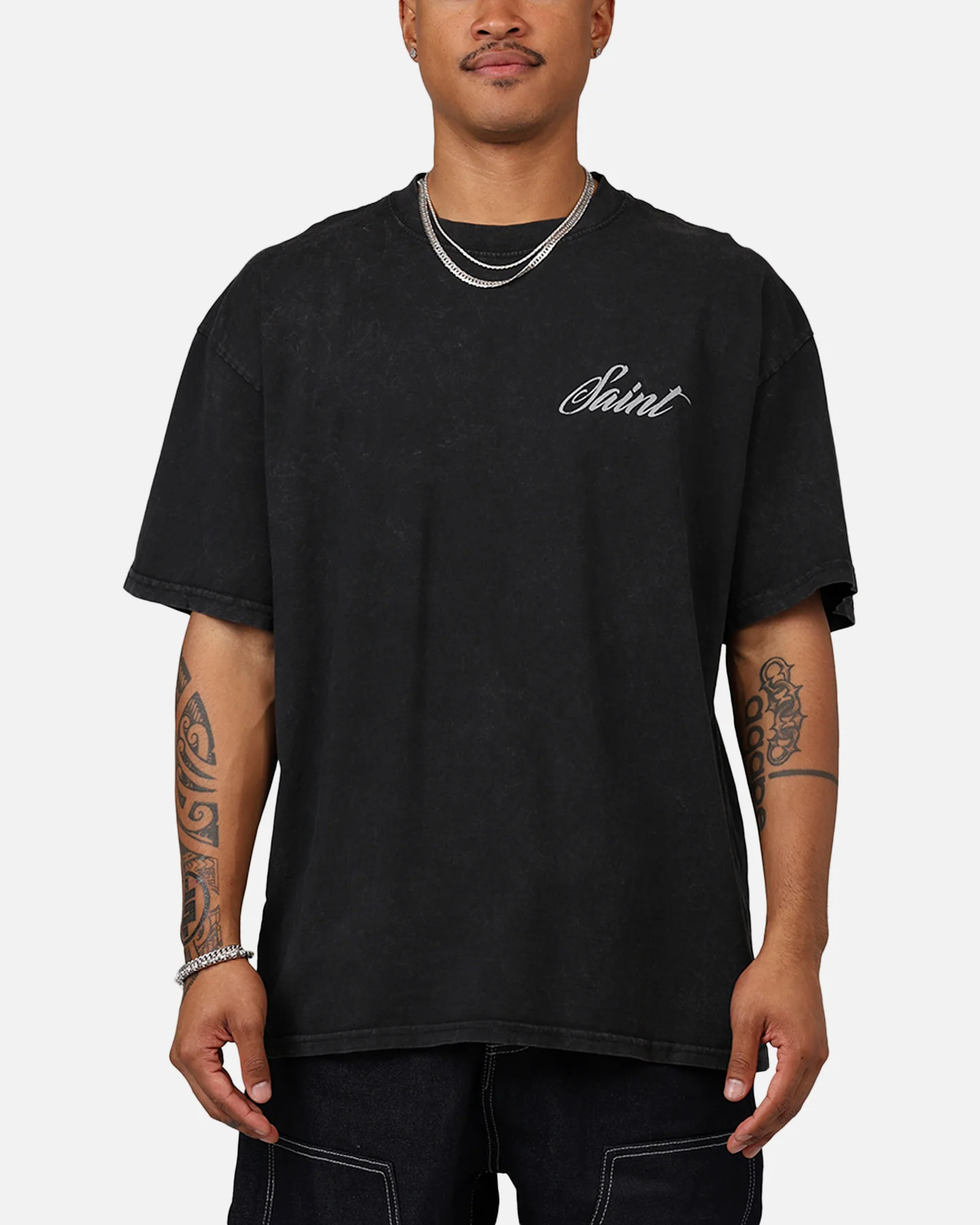 Saint Morta Guardian T-Shirt Black Acidwash - Image 2