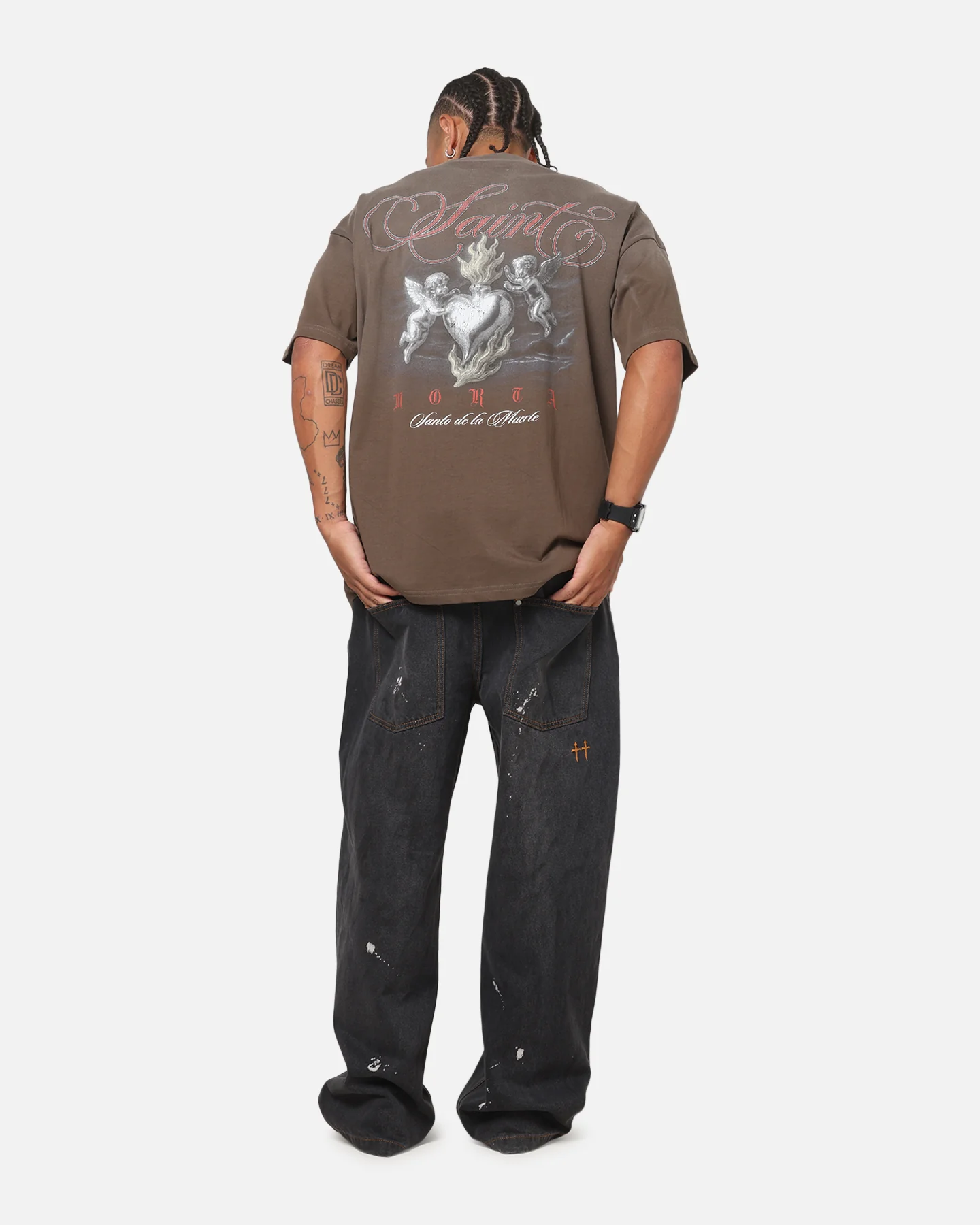 Saint Morta Heavens Kitchen Boxy T-Shirt Washed Brown - Image 3