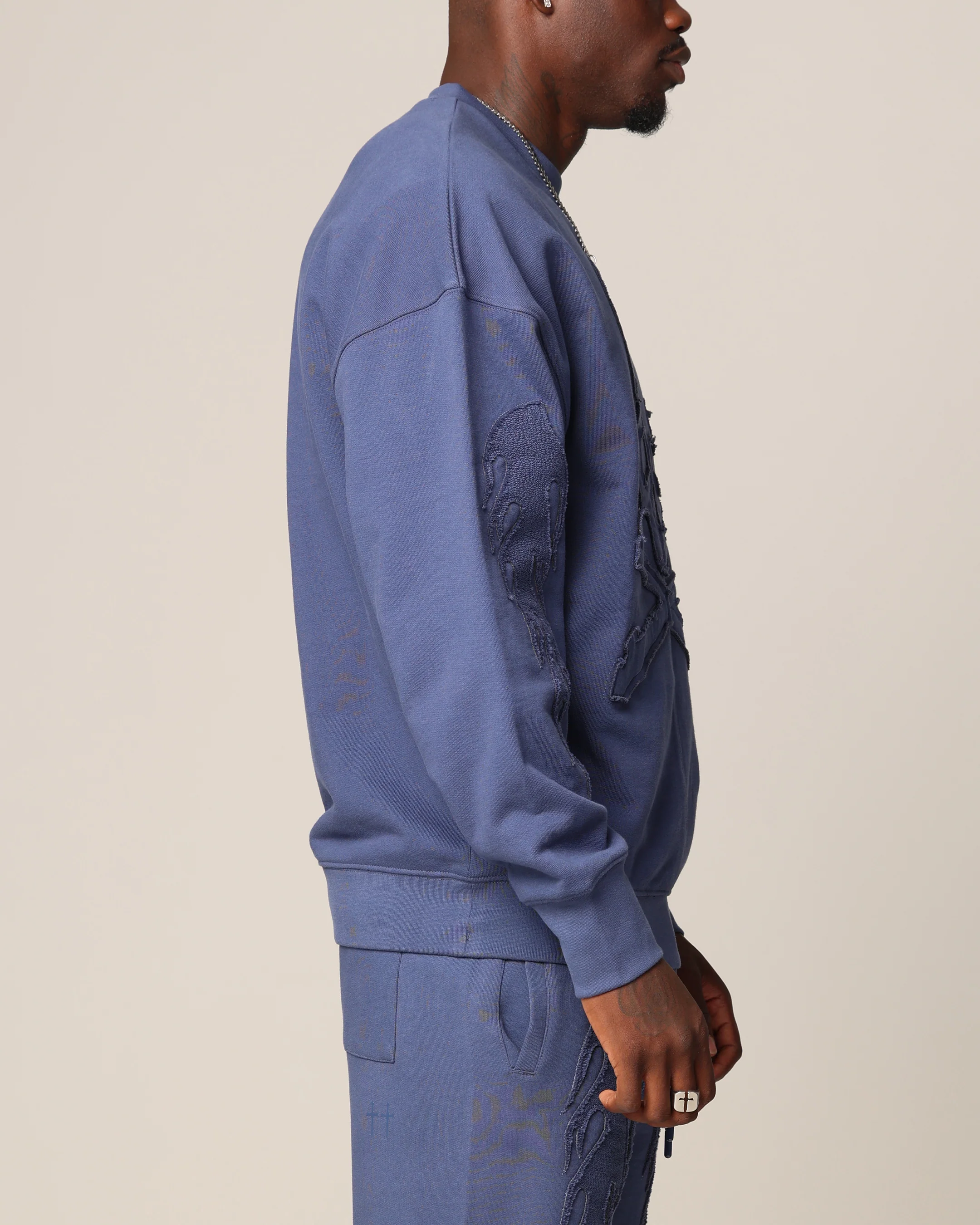 Saint Morta Hellfire Boxy Crewneck Petrol Blue - Image 4