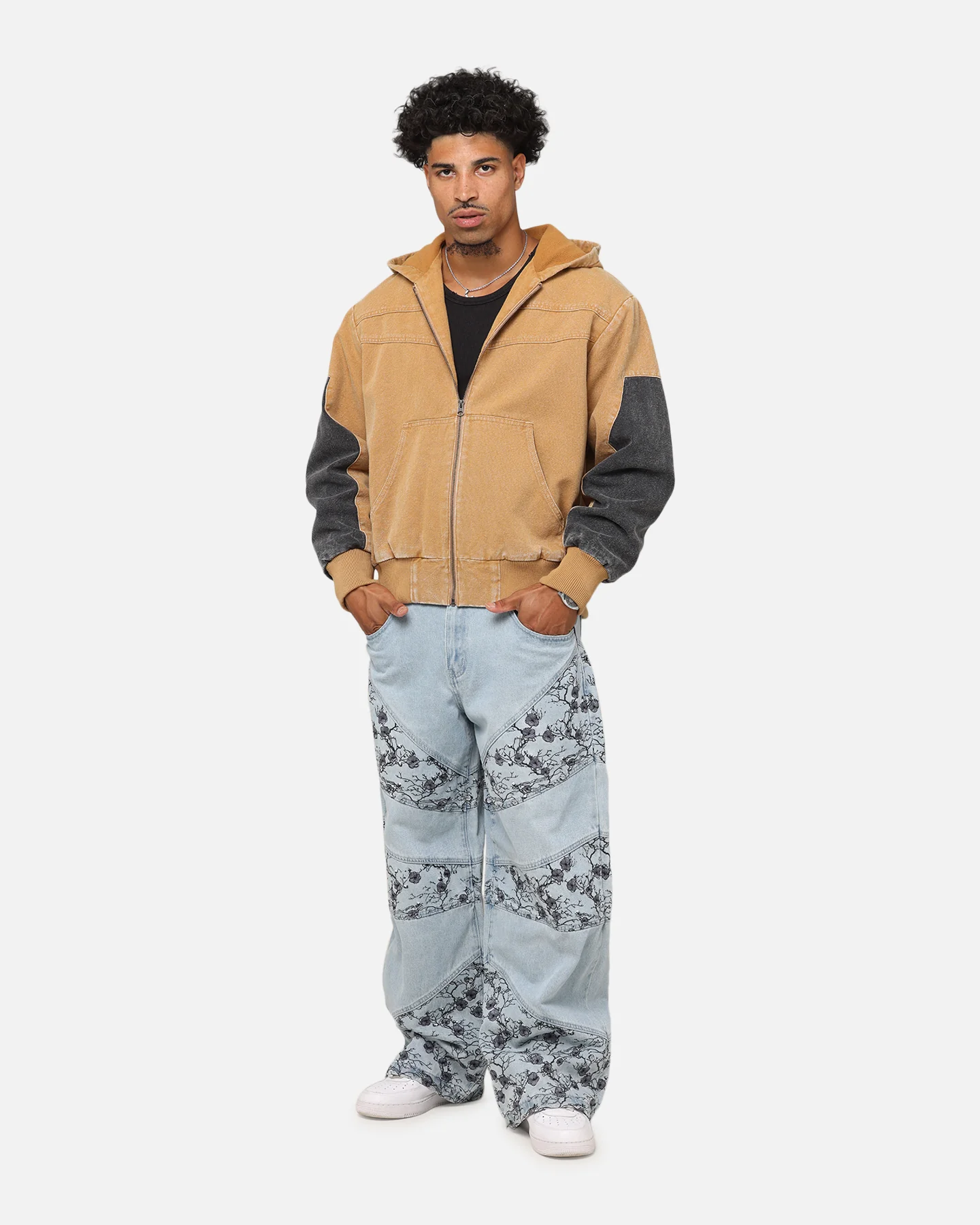 Saint Morta Hooded Workwear Jacket Tan/Black - Image 3