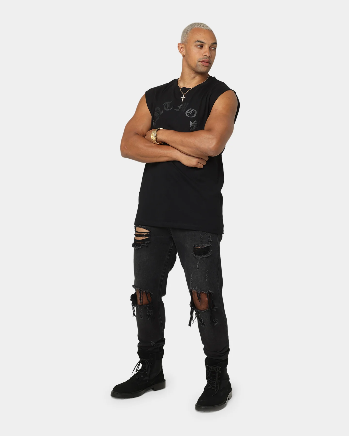 Saint Morta Humanity Muscle T-Shirt Black - Image 2
