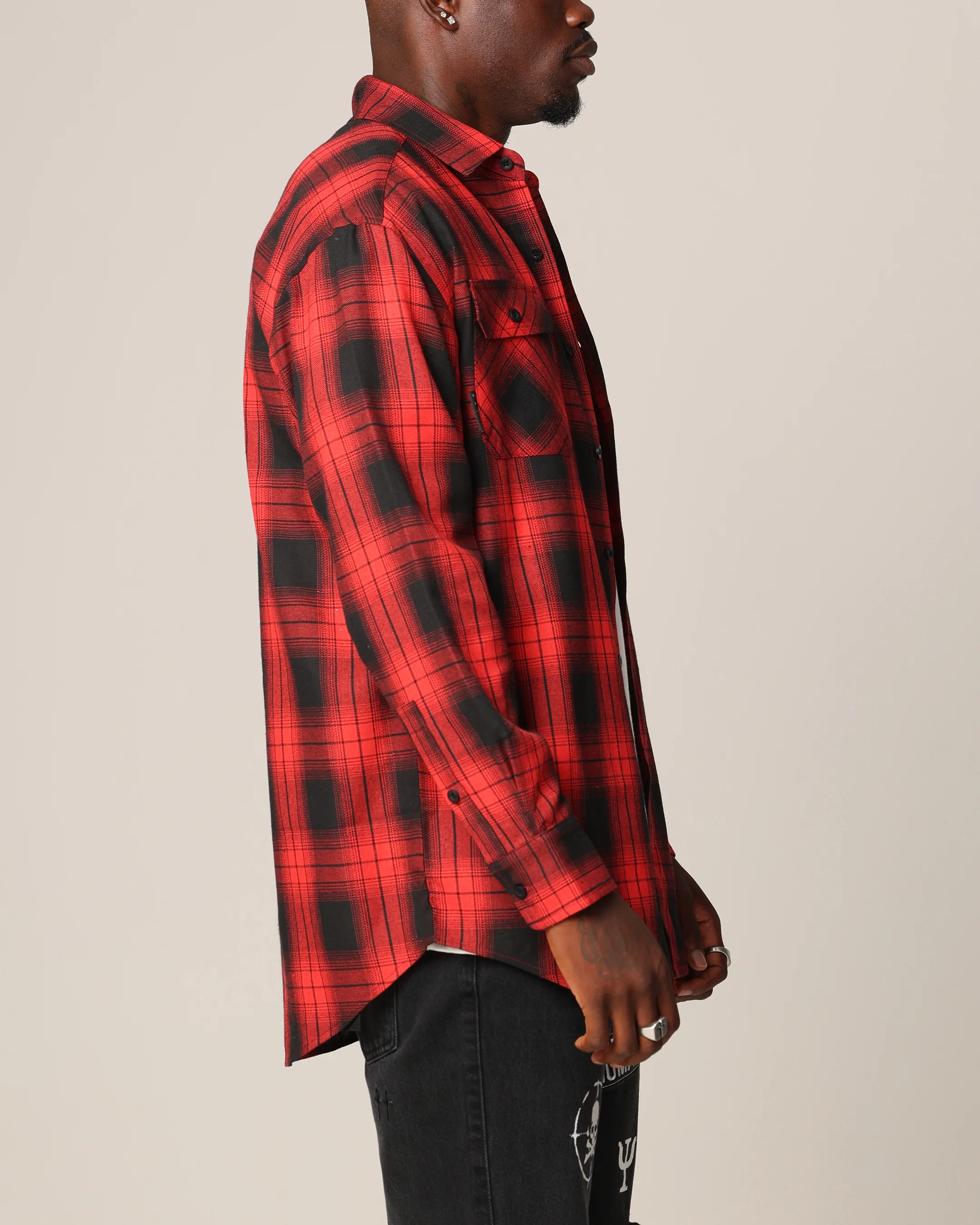 Saint Morta Icon Flannel Shirt Red/Black - Image 4
