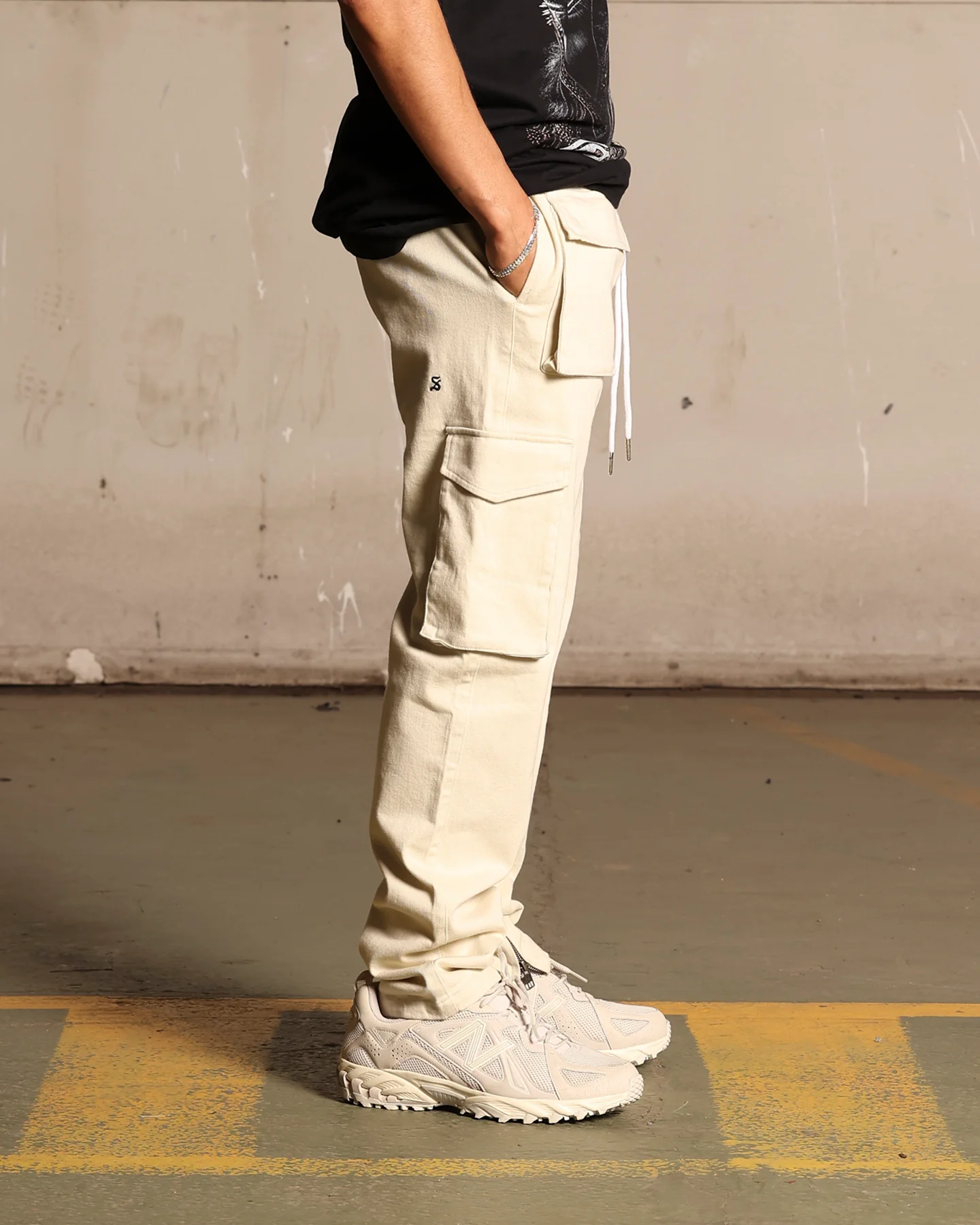 Saint Morta Infantry Relaxed Cargo Pants Off White - Image 5