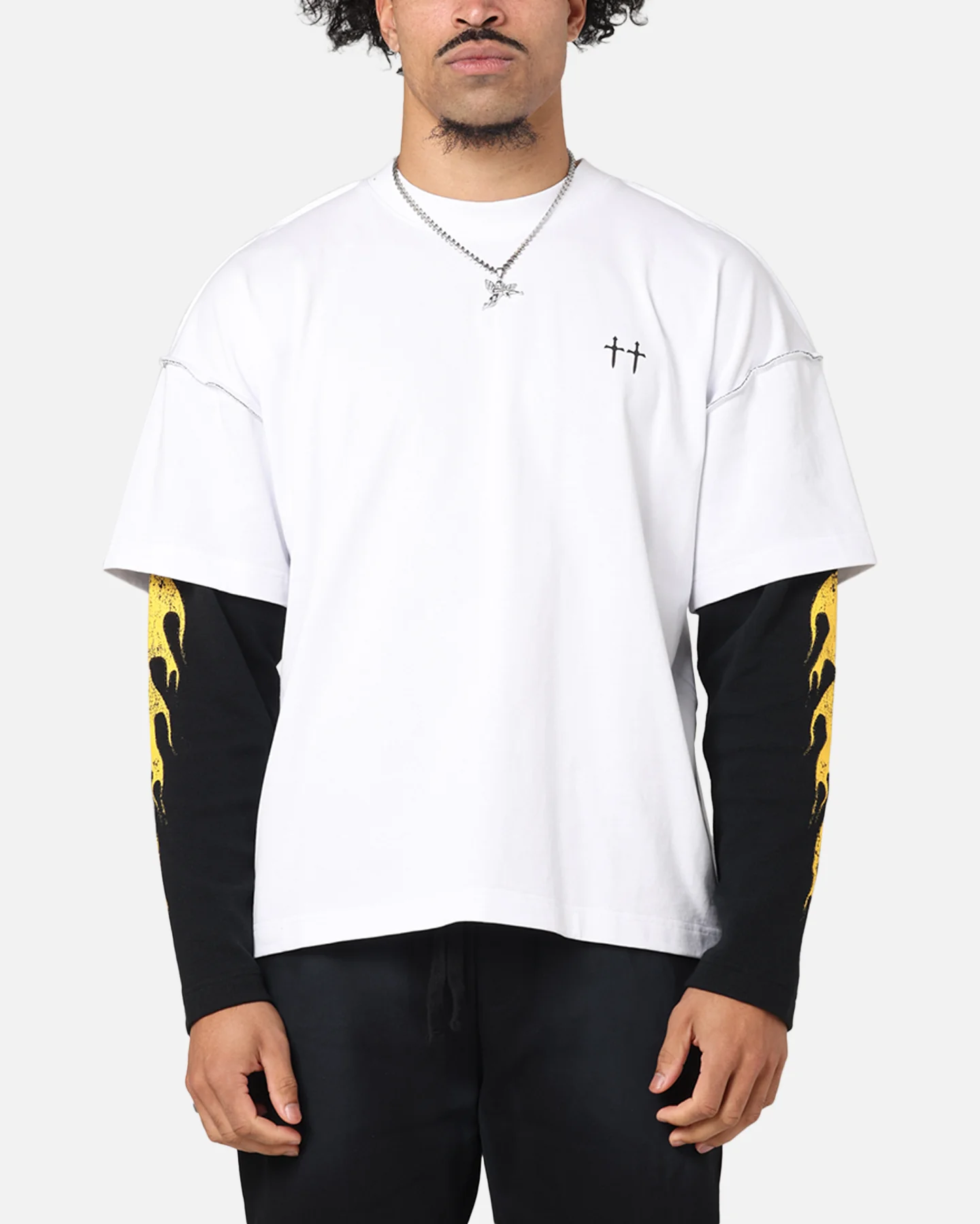Saint Morta La Flame Long Sleeve T-Shirt White/Black - Image 2