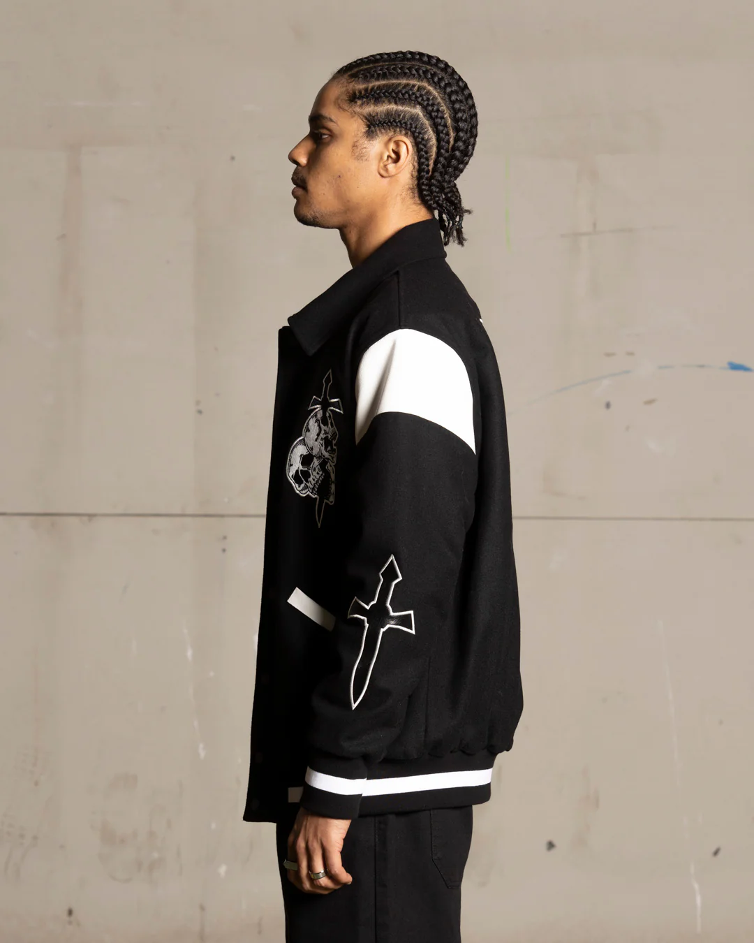 Saint Morta La Rambla Varsity Jacket Black/White - Image 9