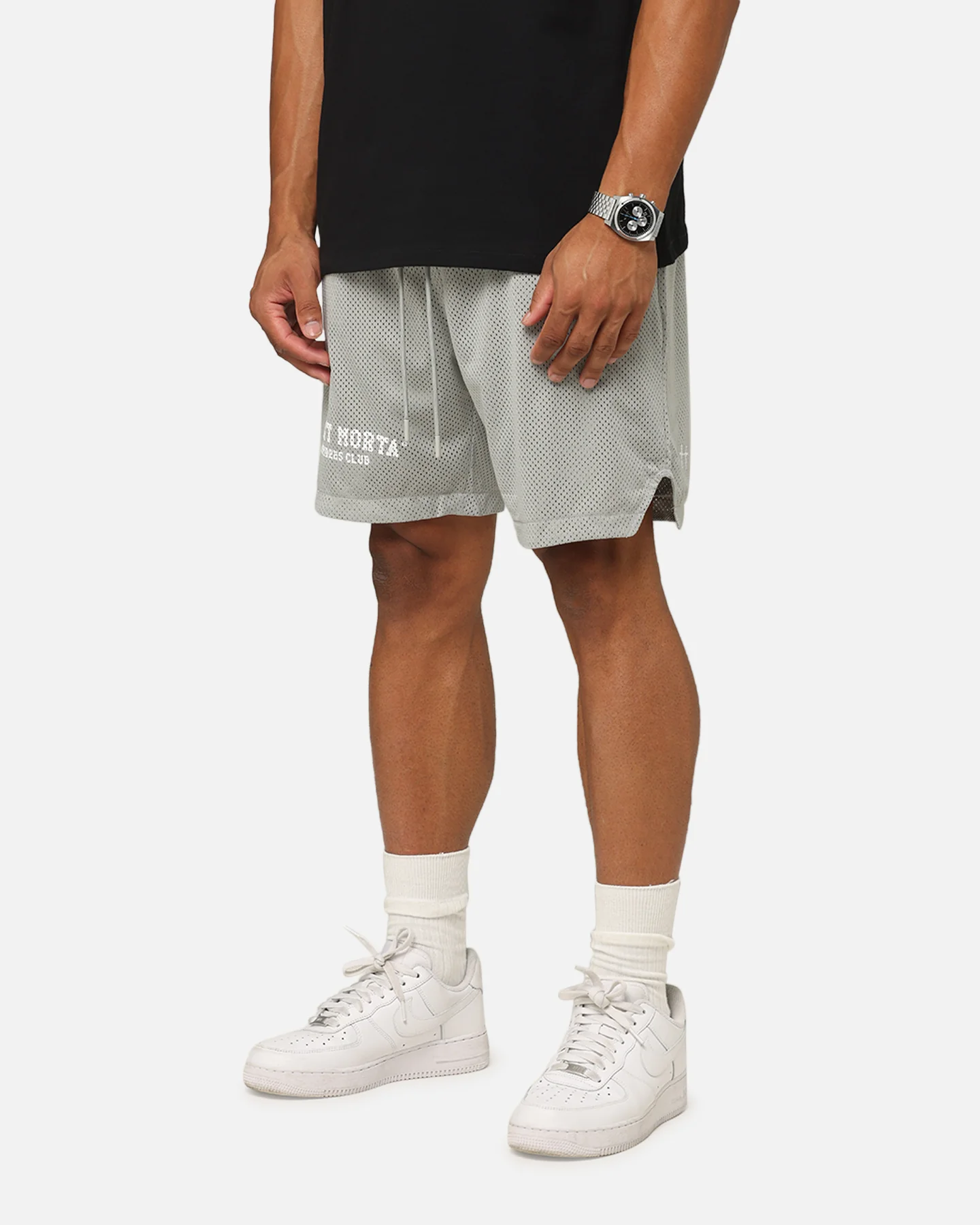 Saint Morta Members Club Mesh Shorts Light Grey - Image 6
