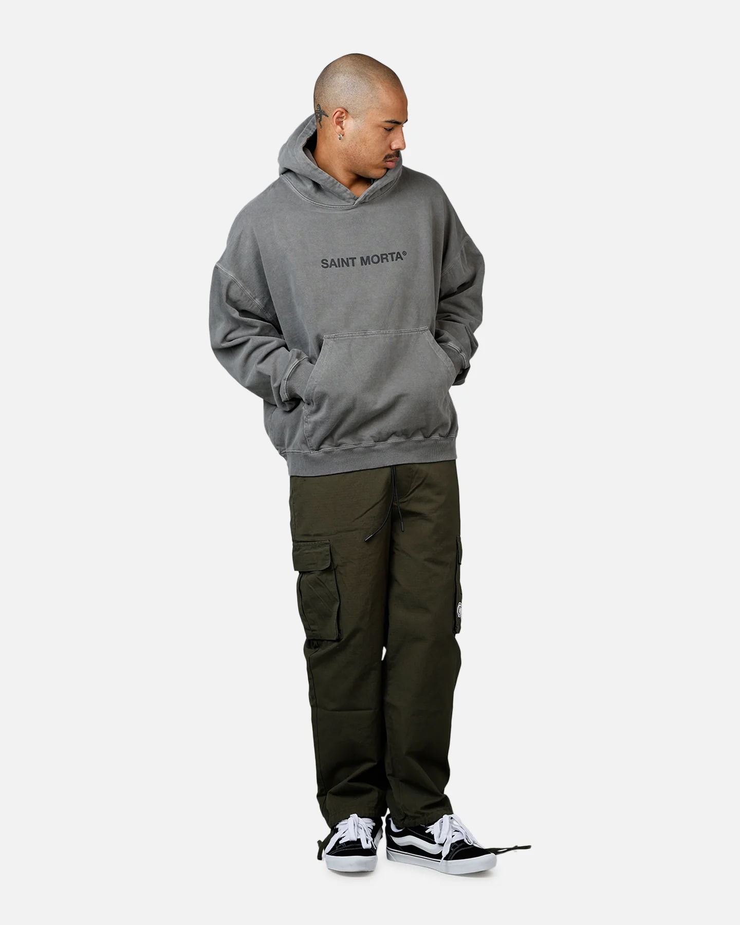 Saint Morta Memoriam Boxy Hoodie Washed Charcoal - Image 3