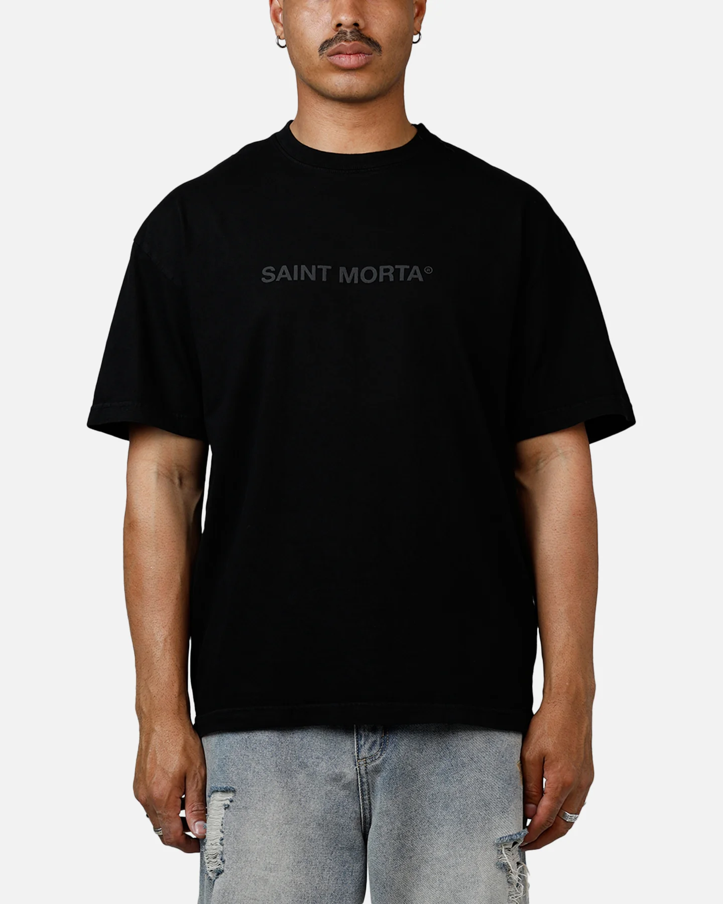 Saint Morta Memoriam Drop Shoulder T-Shirt Black - Image 2
