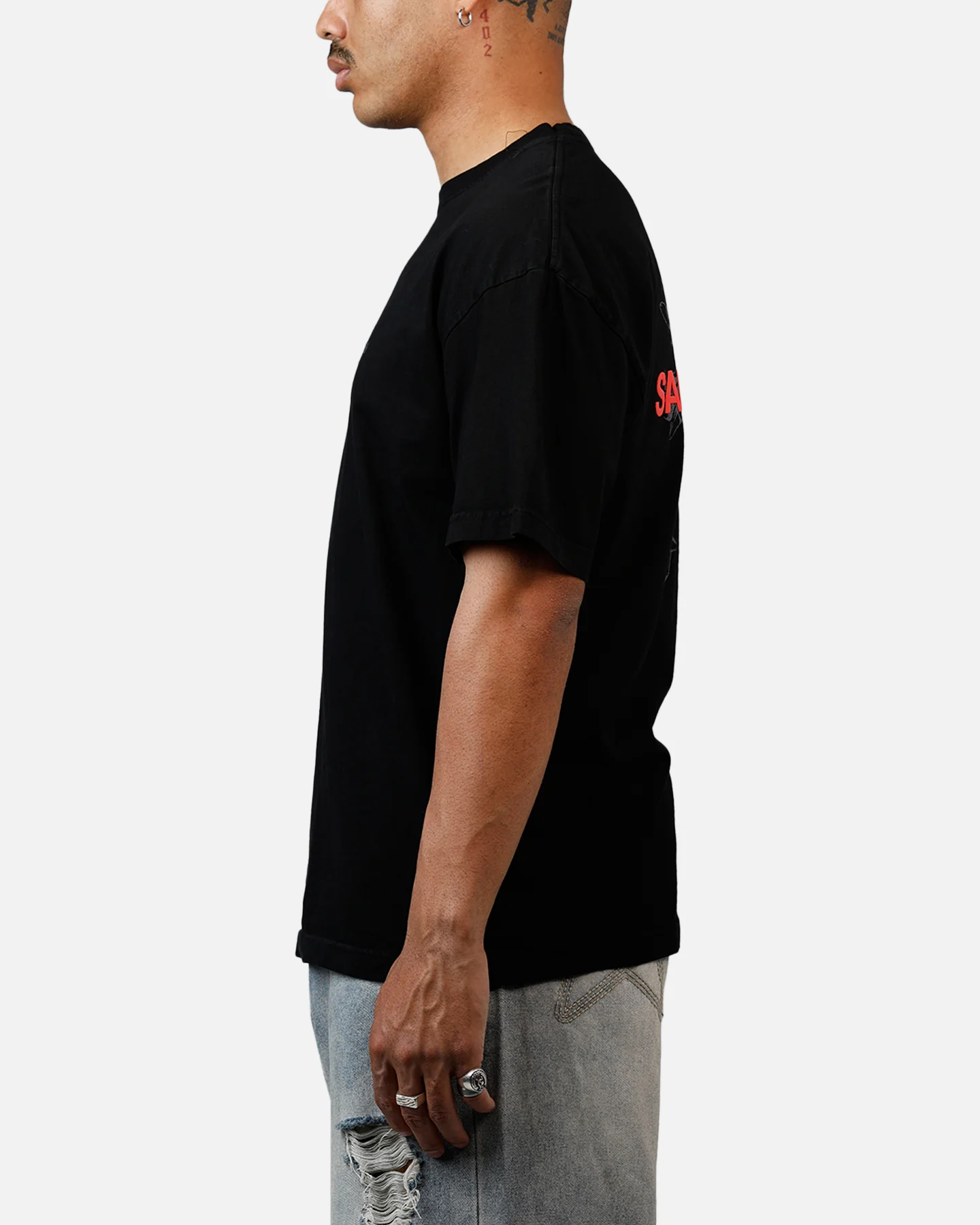 Saint Morta Memoriam Drop Shoulder T-Shirt Black - Image 5