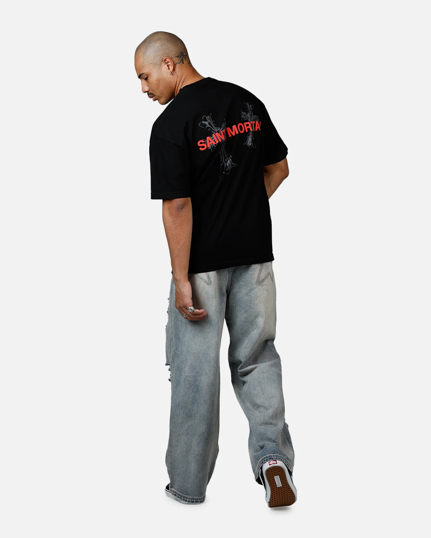 Saint Morta Memoriam Drop Shoulder T-Shirt Black - Image 6