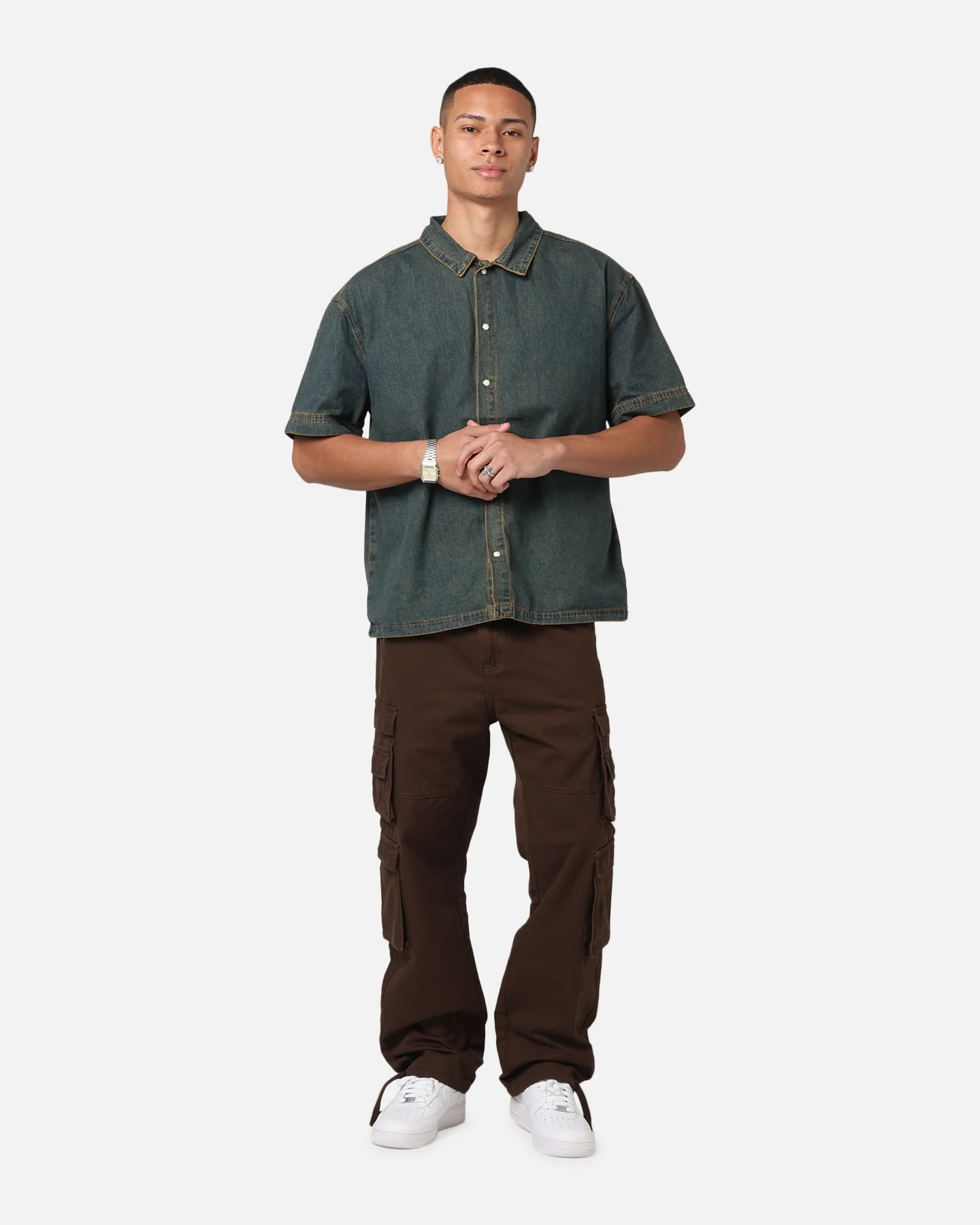 Saint Morta Modern Utility Cargo Pants Washed Brown - Image 2