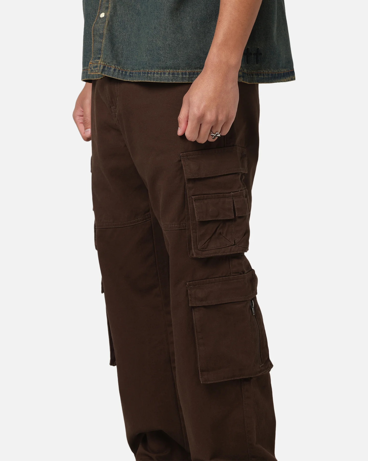 Saint Morta Modern Utility Cargo Pants Washed Brown - Image 3