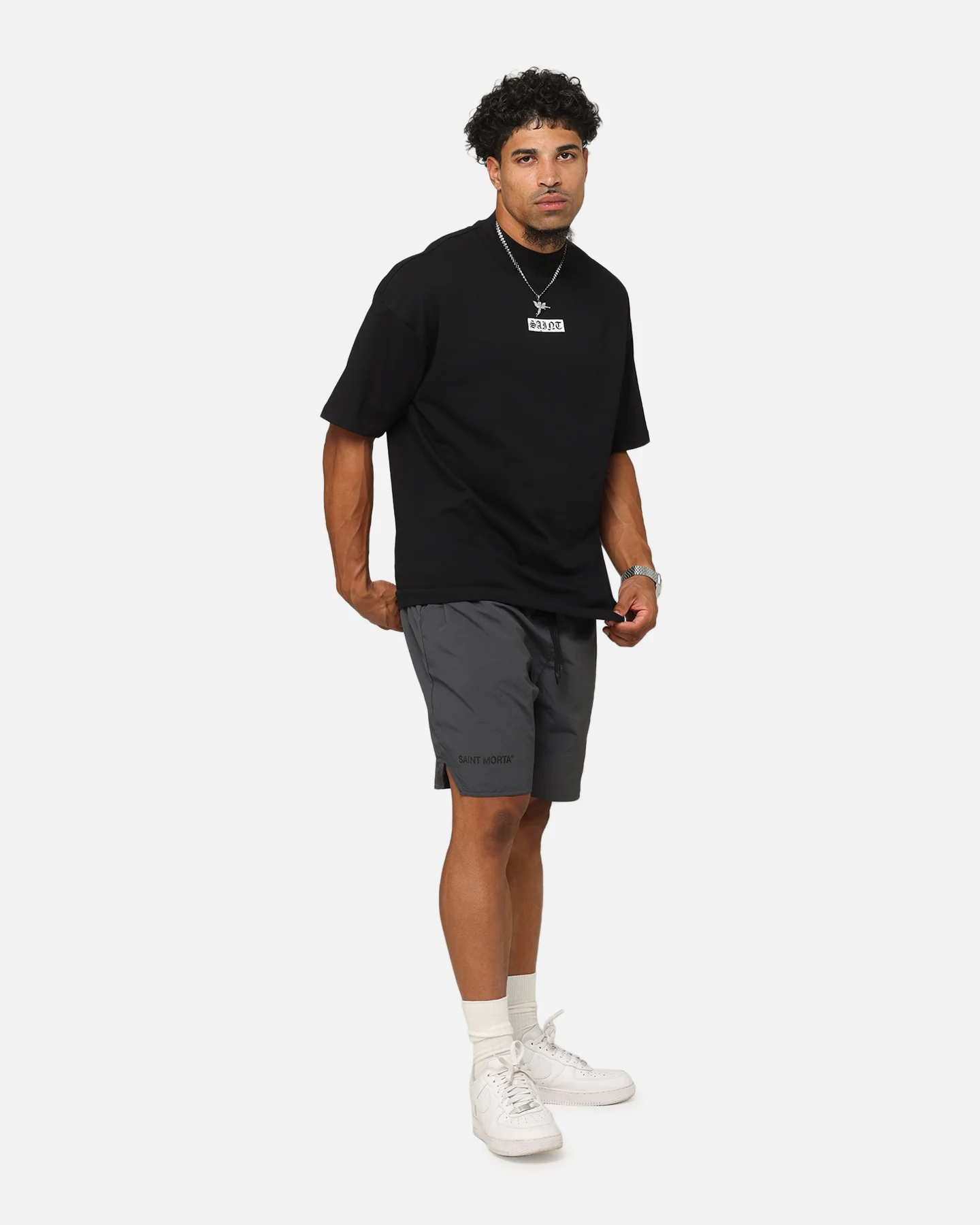 Saint Morta Official Nylon Shorts Dark Grey - Image 2