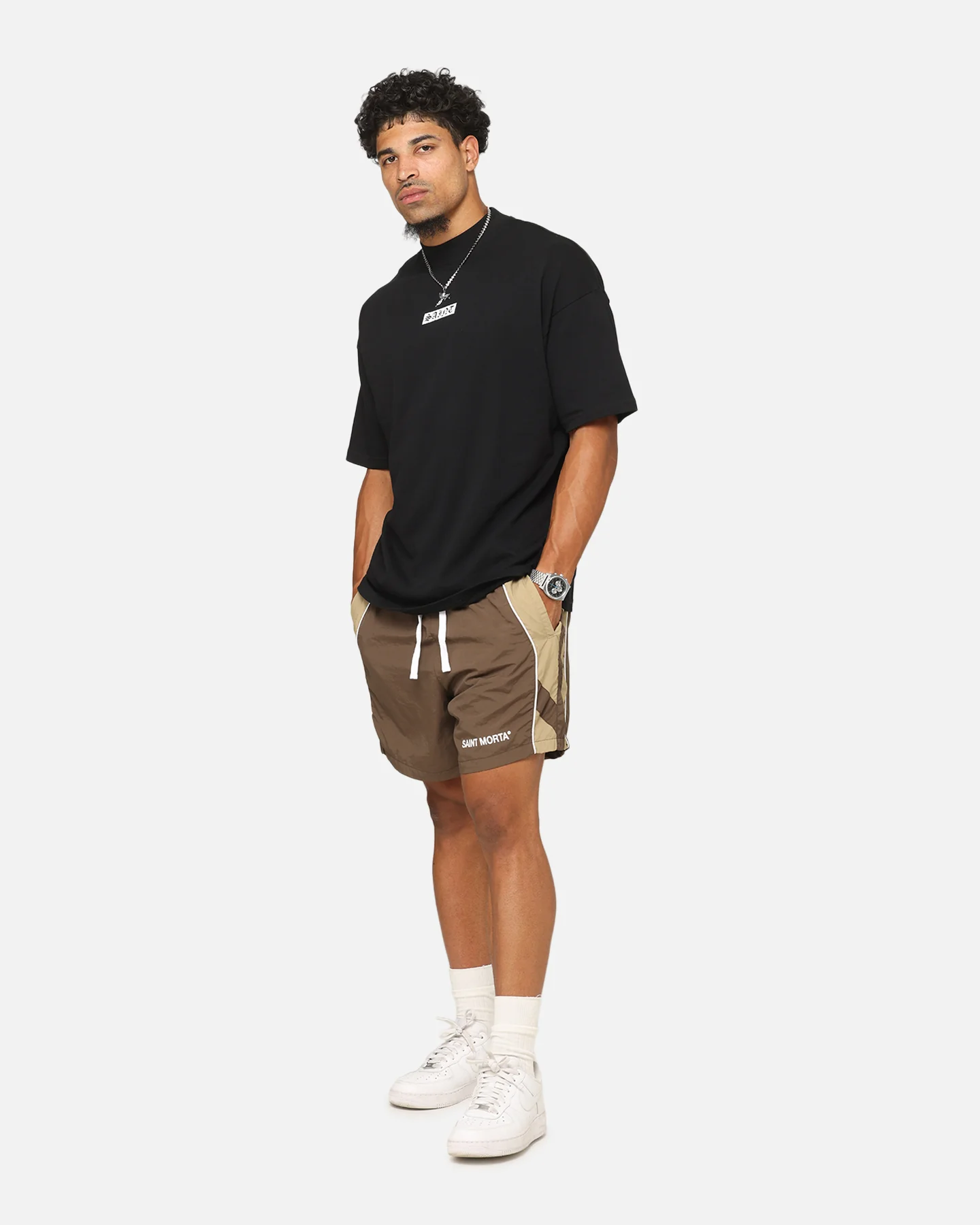Saint Morta Official Panelled Beach Shorts Mocha - Image 2