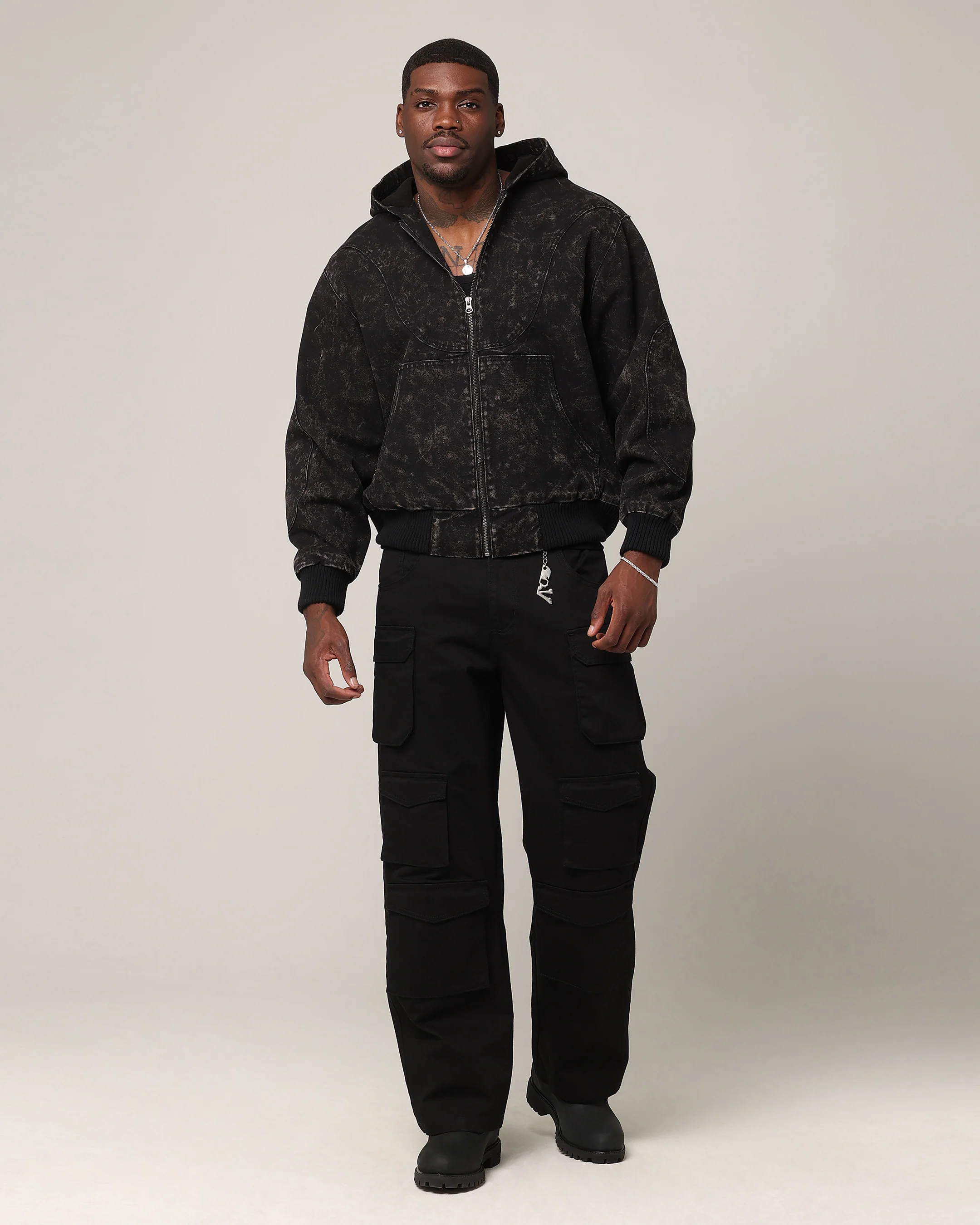 Saint Morta Onyx Workwear Jacket Black Wash - Image 7