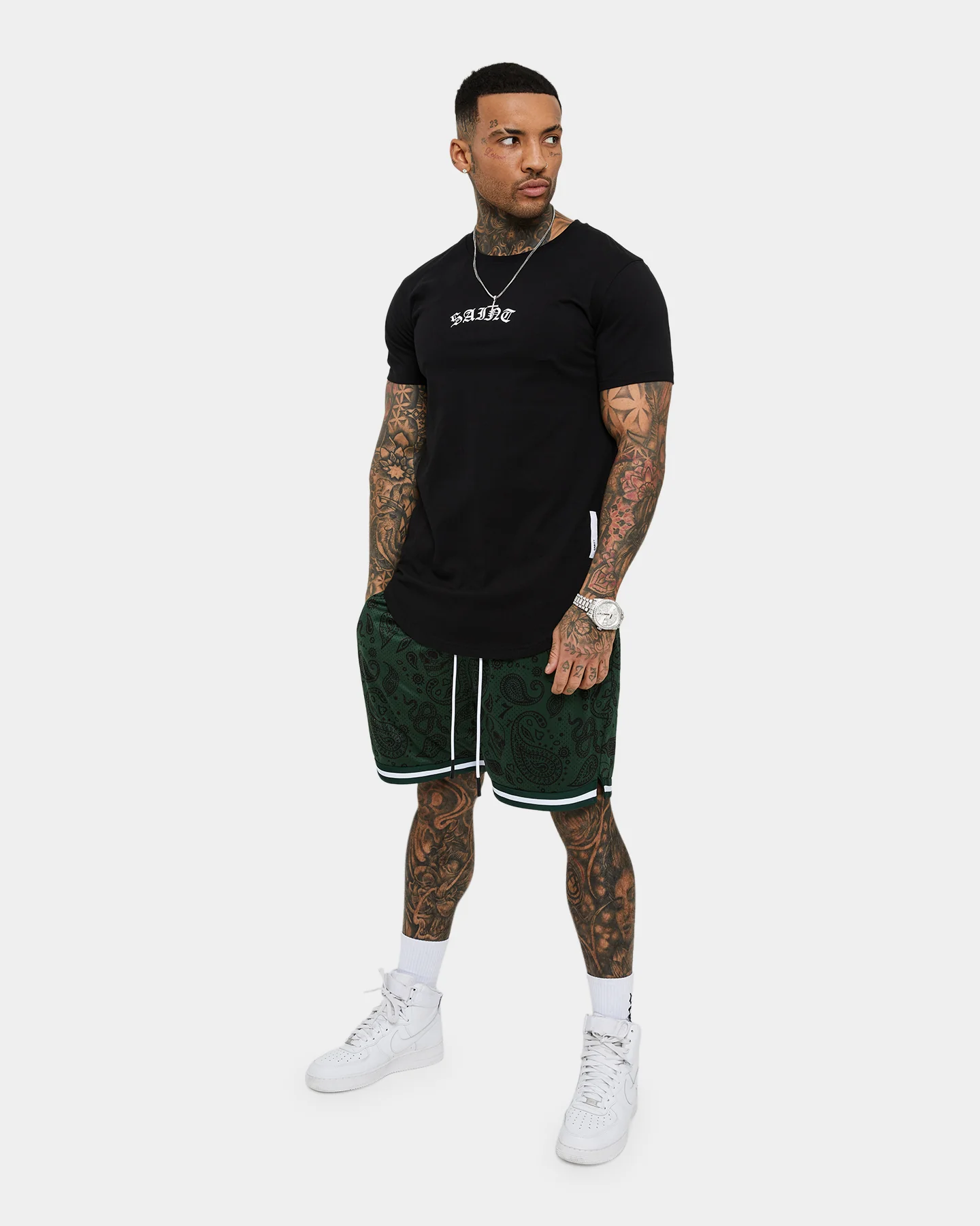 Saint Morta Paisley Olympus Ball Shorts Green/White - Image 3