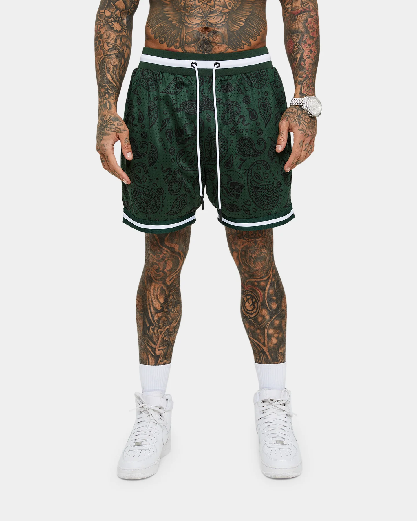 Saint Morta Paisley Olympus Ball Shorts Green/White - Image 5