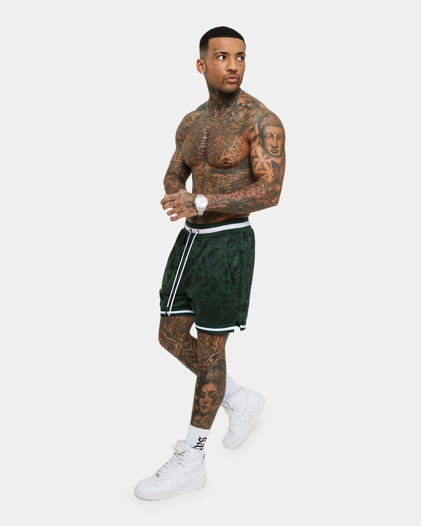 Saint Morta Paisley Olympus Ball Shorts Green/White - Image 9
