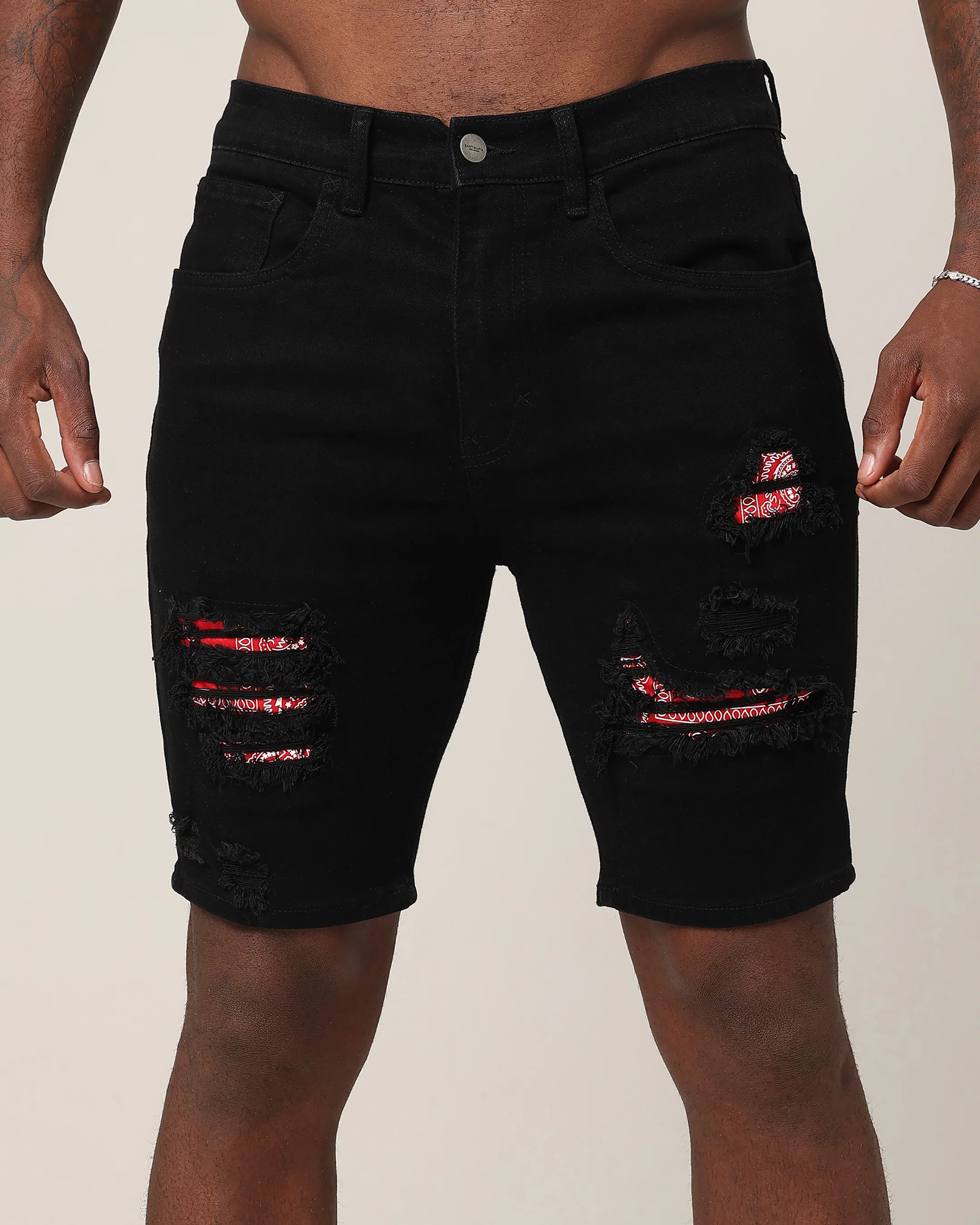 Saint Morta Paisley Summum Shorts Black/Red - Image 7