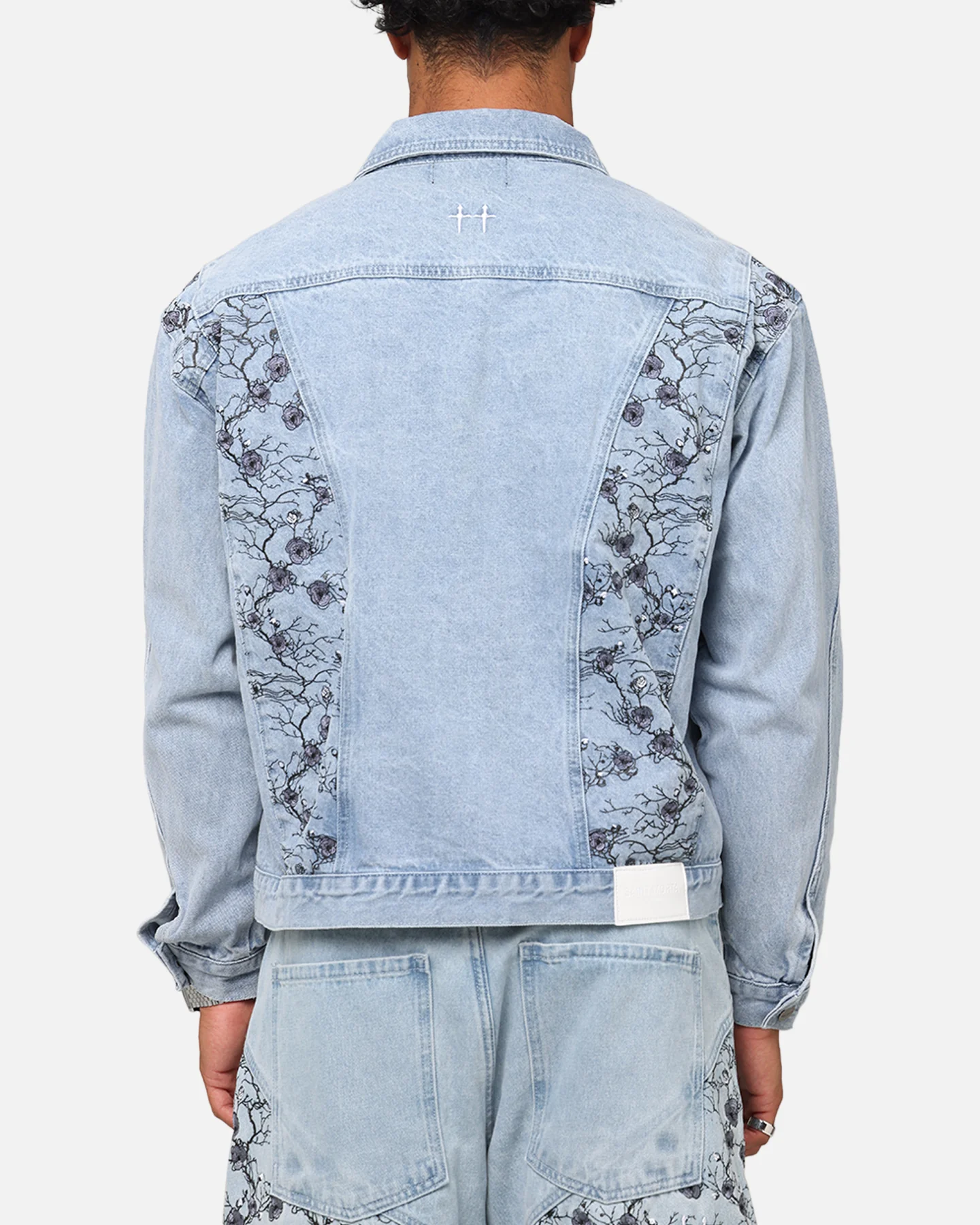 Saint Morta Poison Ivy Panel Denim Jacket Mid Blue - Image 2