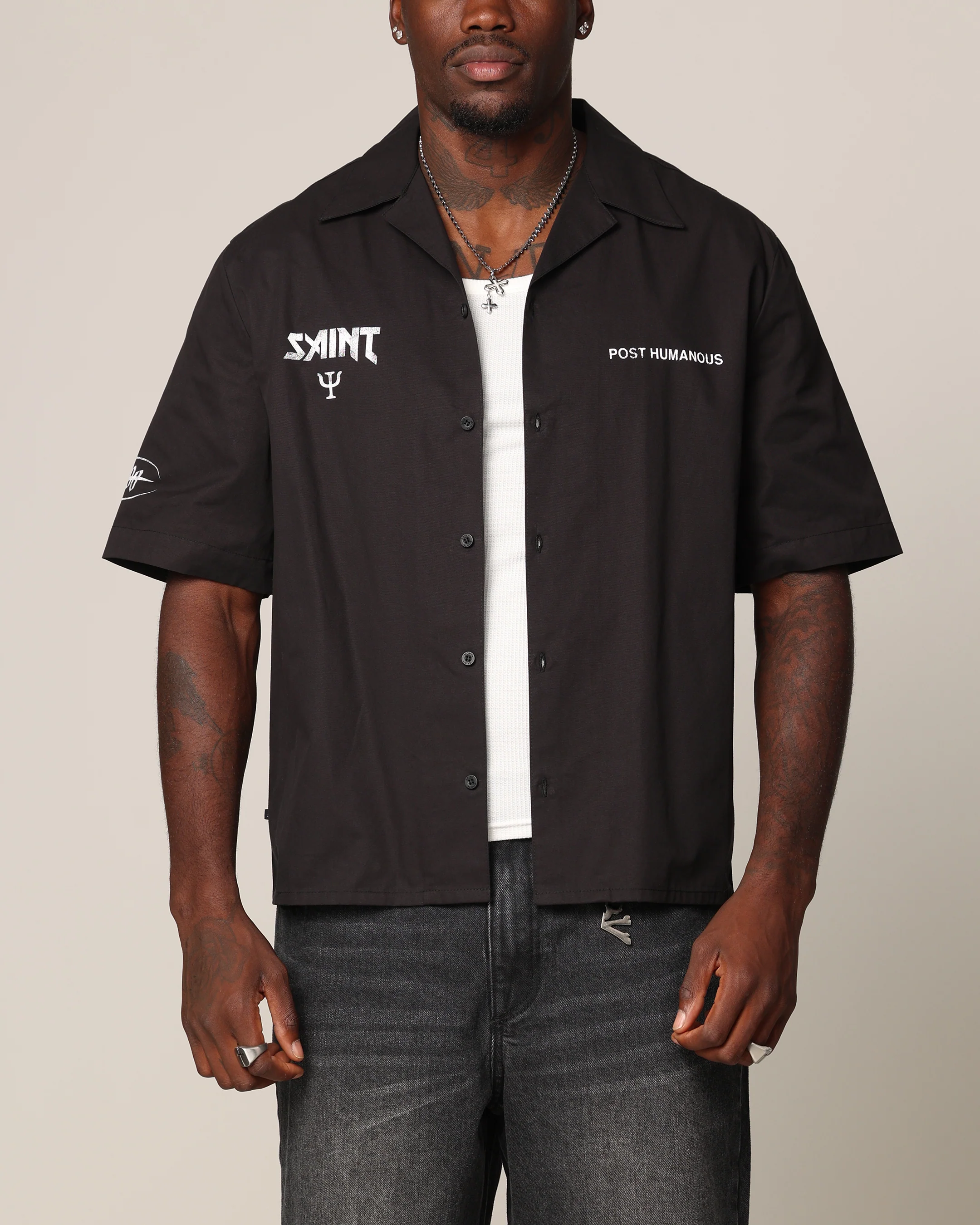 Saint Morta Post Humanous Short Sleeve T-Shirt Black/White - Image 2