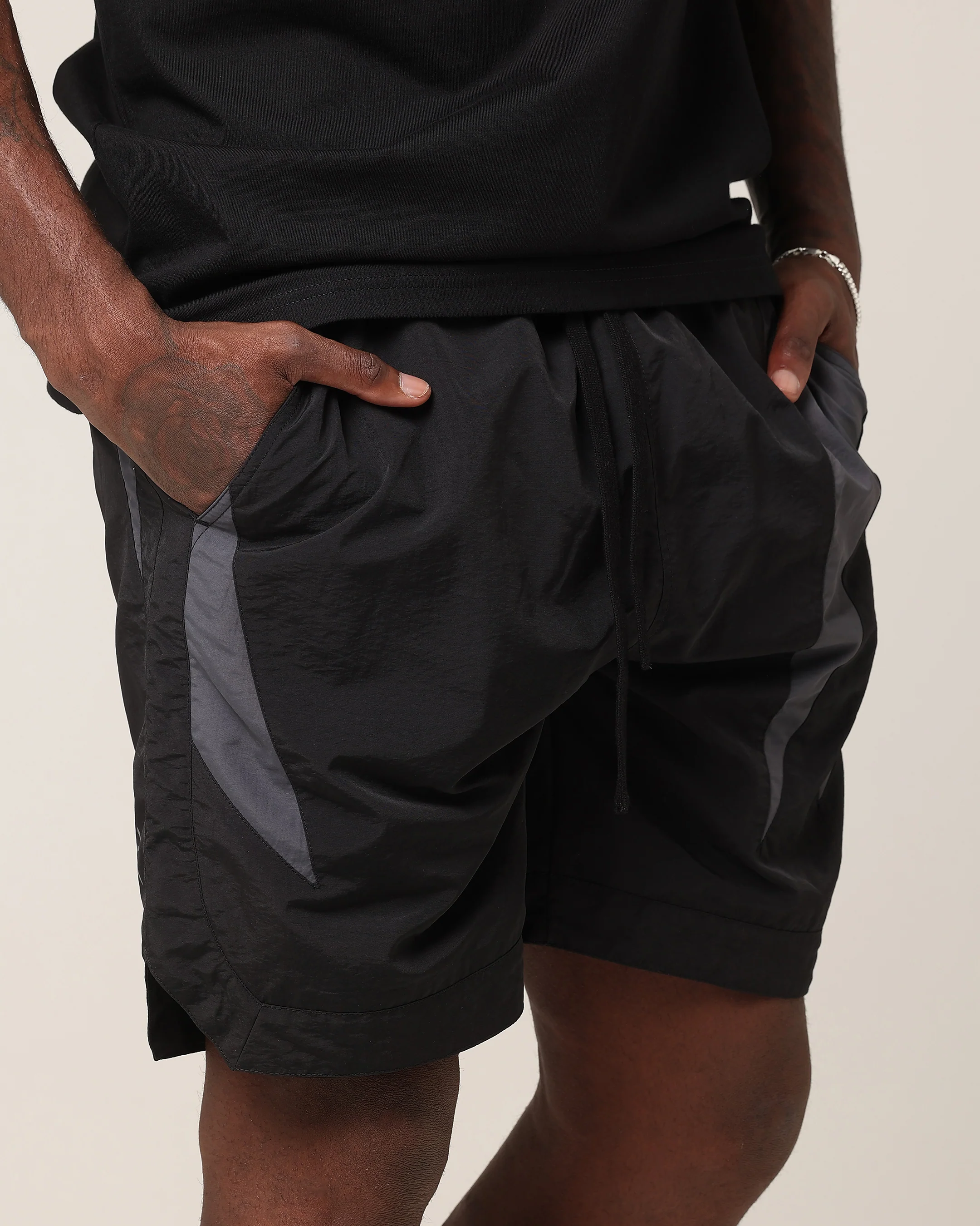 Saint Morta Rage Nylon Shorts Black/Grey - Image 3