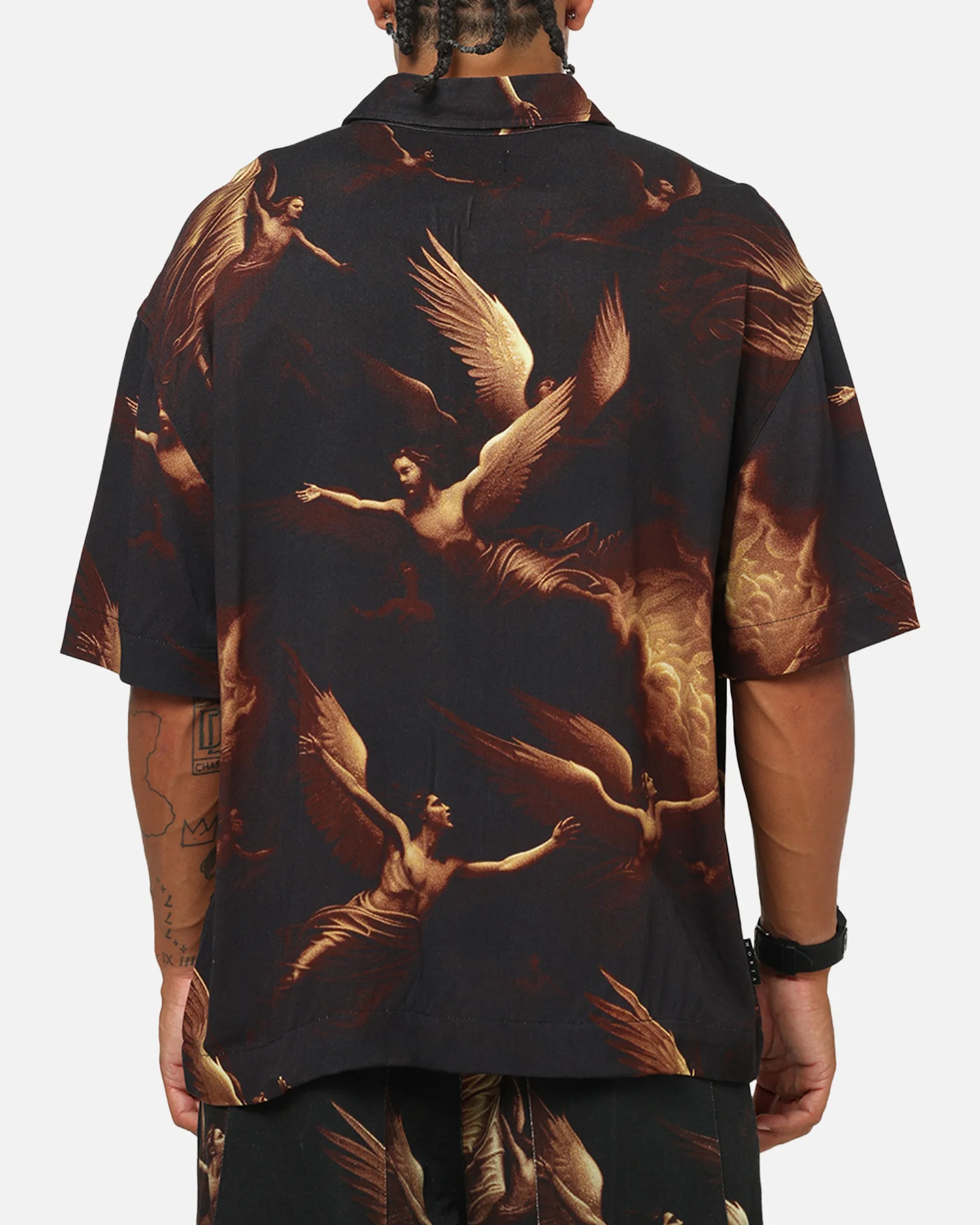 Saint Morta Rapture Button Up Shirt Black/Orange - Image 3