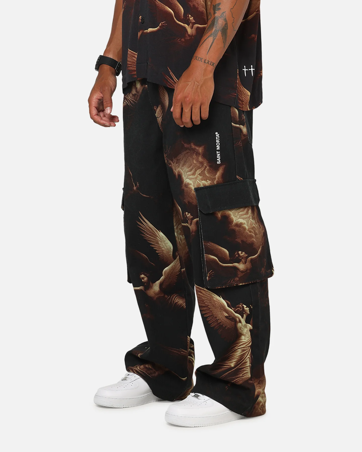 Saint Morta Rapture Cargo Pants Black/Orange - Image 5