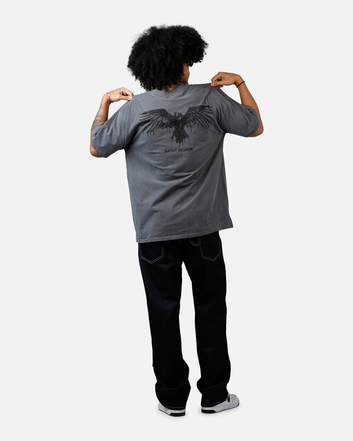 Saint Morta Raven T-Shirt Washed Charcoal - Image 6