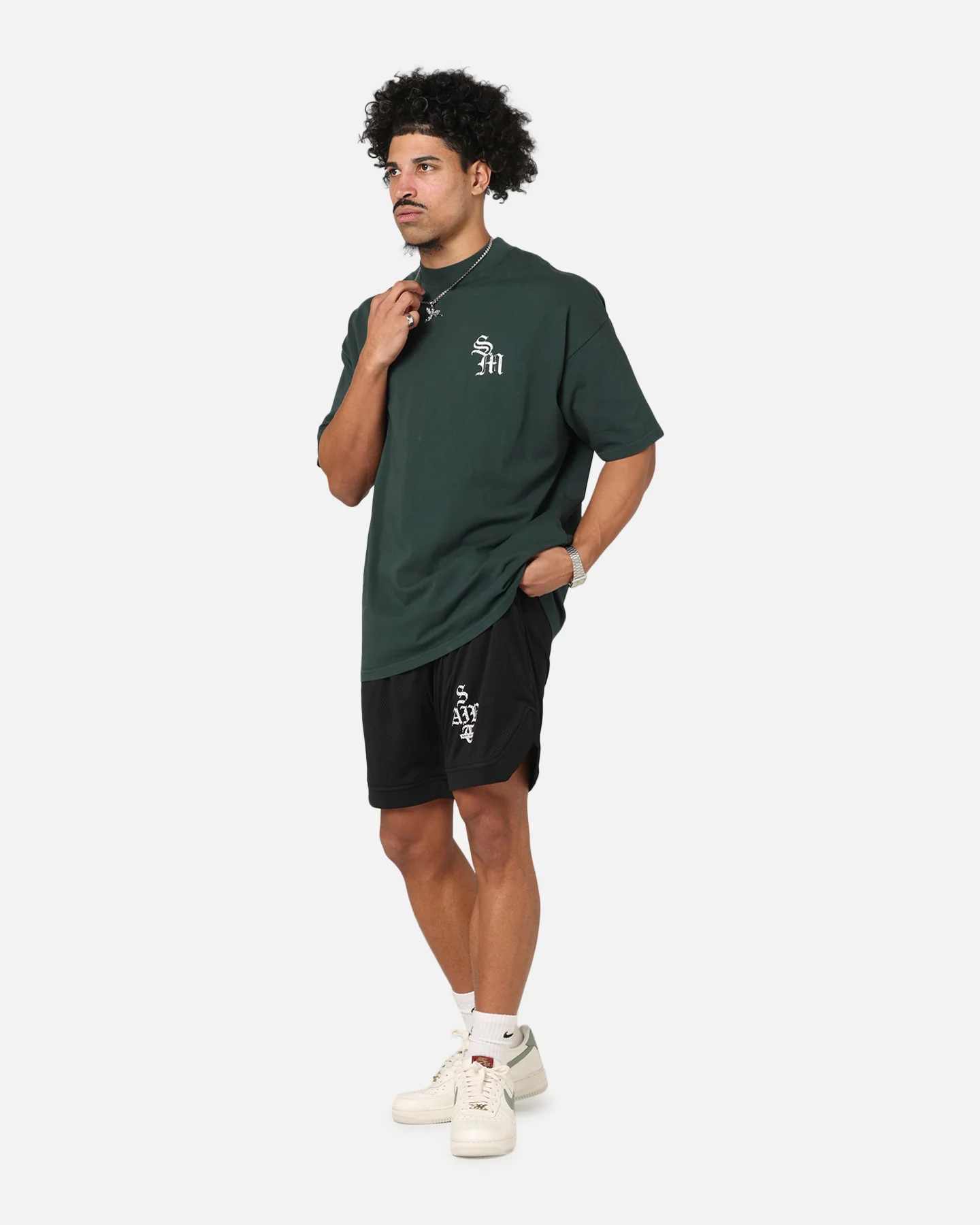Saint Morta Redemption Mock Neck T-Shirt Green - Image 4