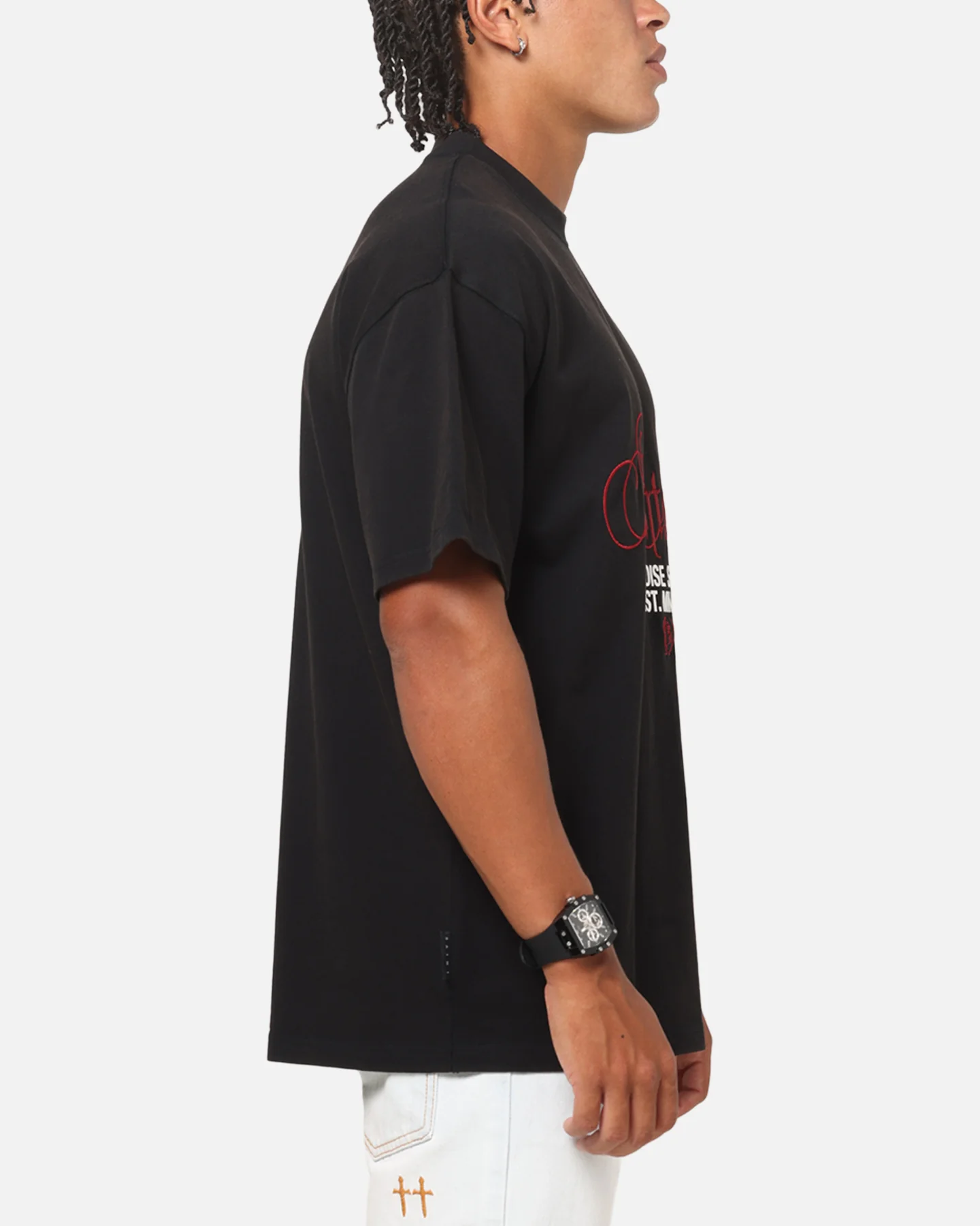 Saint Morta Regal Scripture Boxy T-Shirt Black Acidwash - Image 5