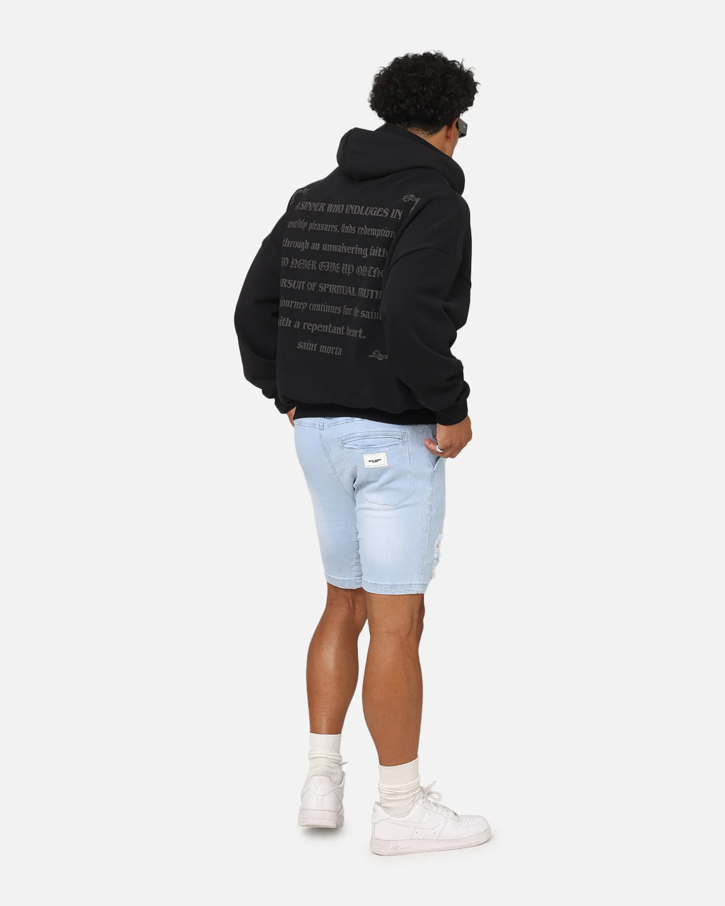 Saint Morta Repentant Heart Boxy Hoodie Black/Black - Image 4