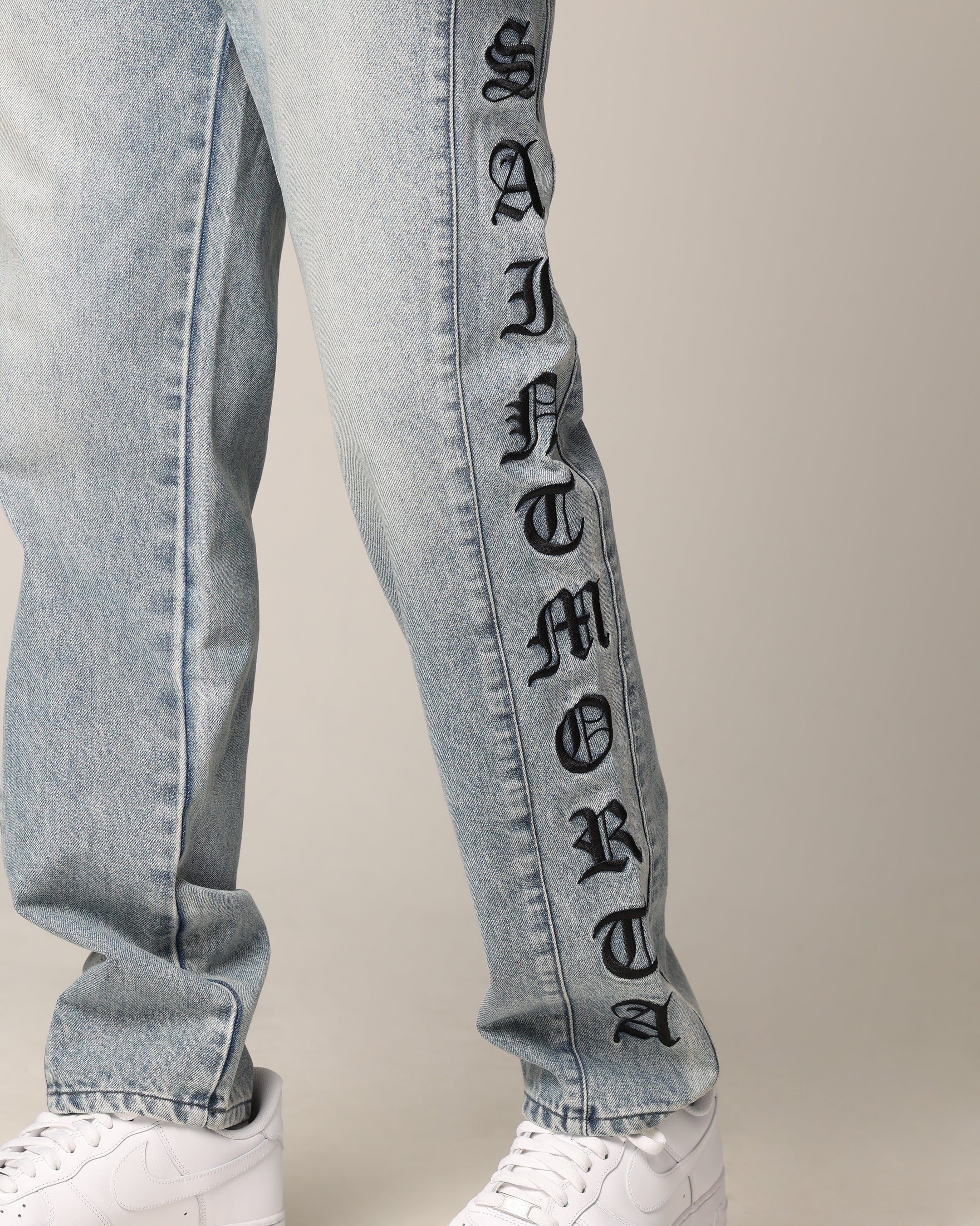 Saint Morta Rip Gothic Psykhe Jeans Superwash Blue - Image 4