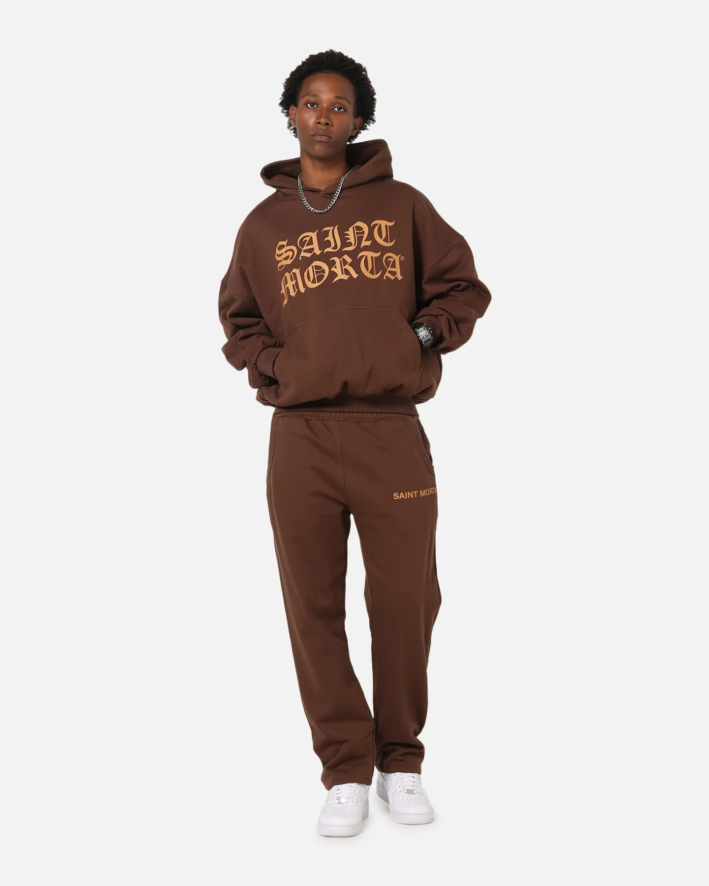Saint Morta Sacred Script Hoodie Brown - Image 4