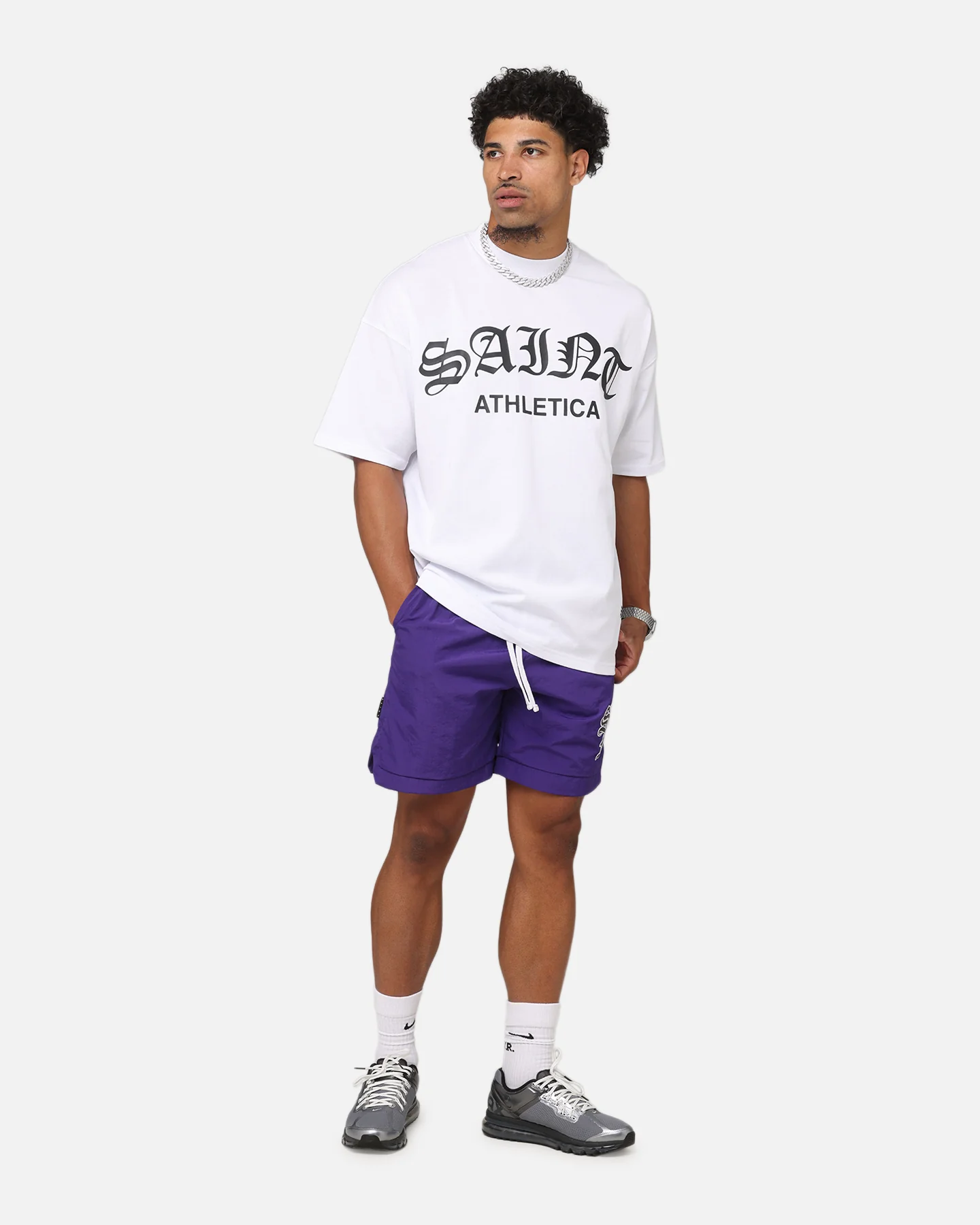 Saint Morta Saint Athletica Boxy T-Shirt White/Black - Image 3