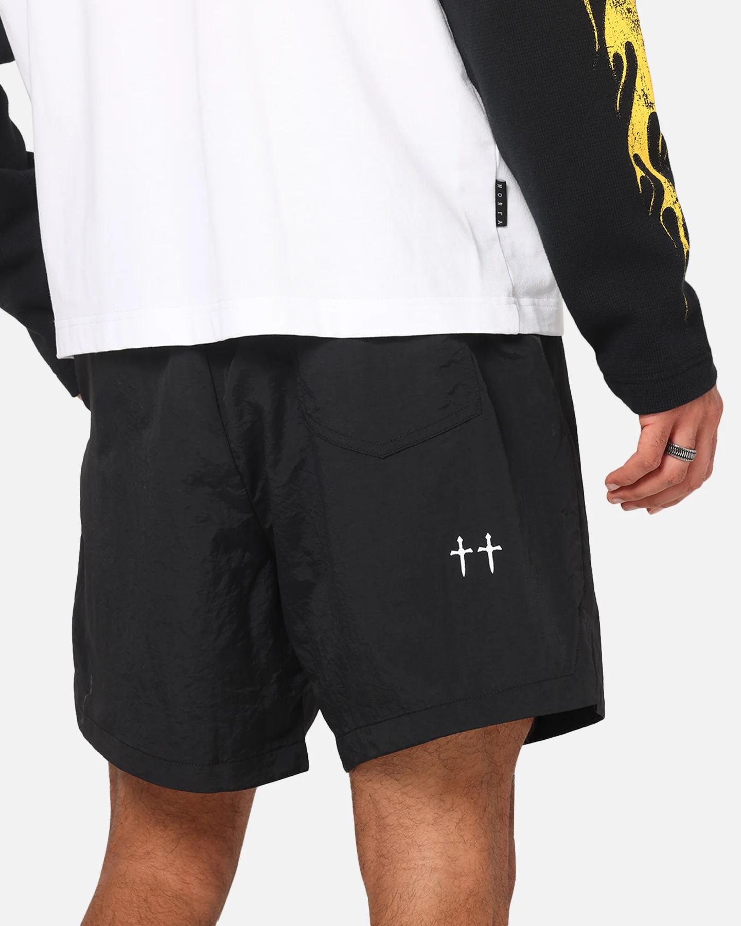 Saint Morta Scription Nylon Shorts Black - Image 4