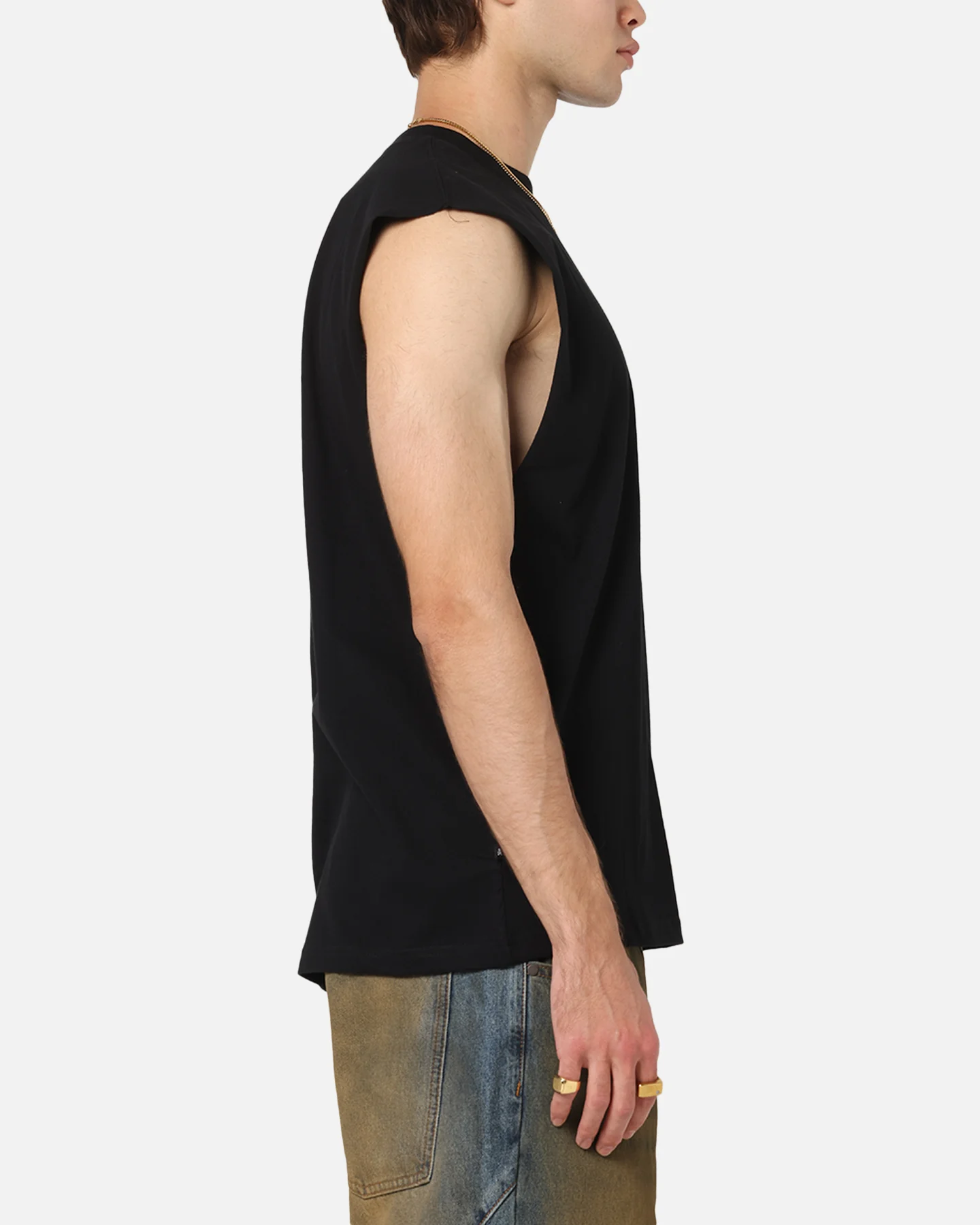Saint Morta Scription Oversized Muscle T-Shirt Black - Image 4