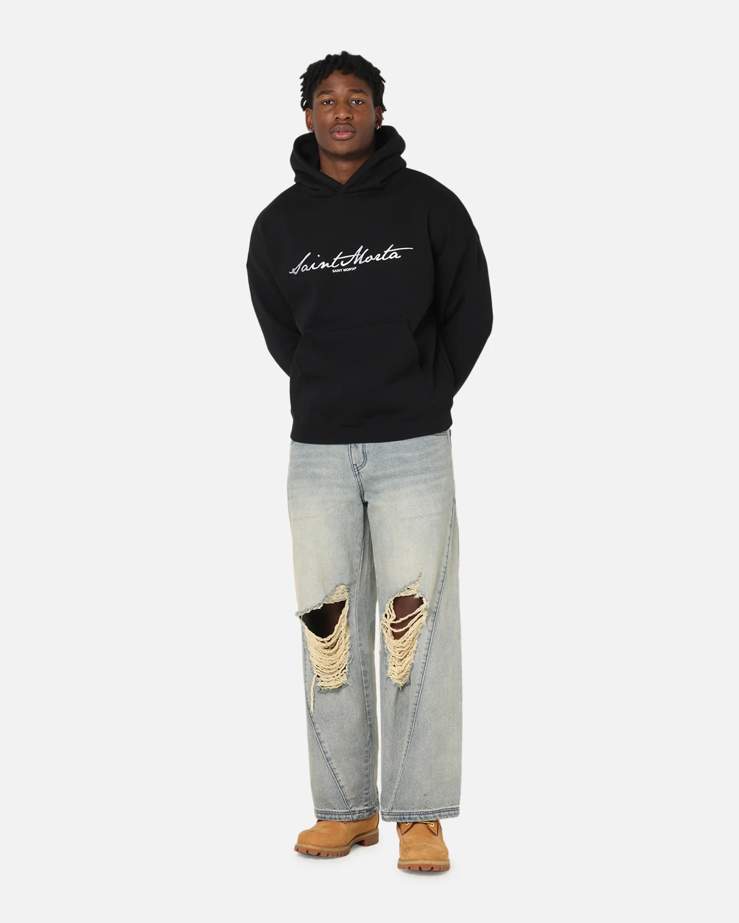 Saint Morta Scripture Boxy Hoodie Black - Image 2