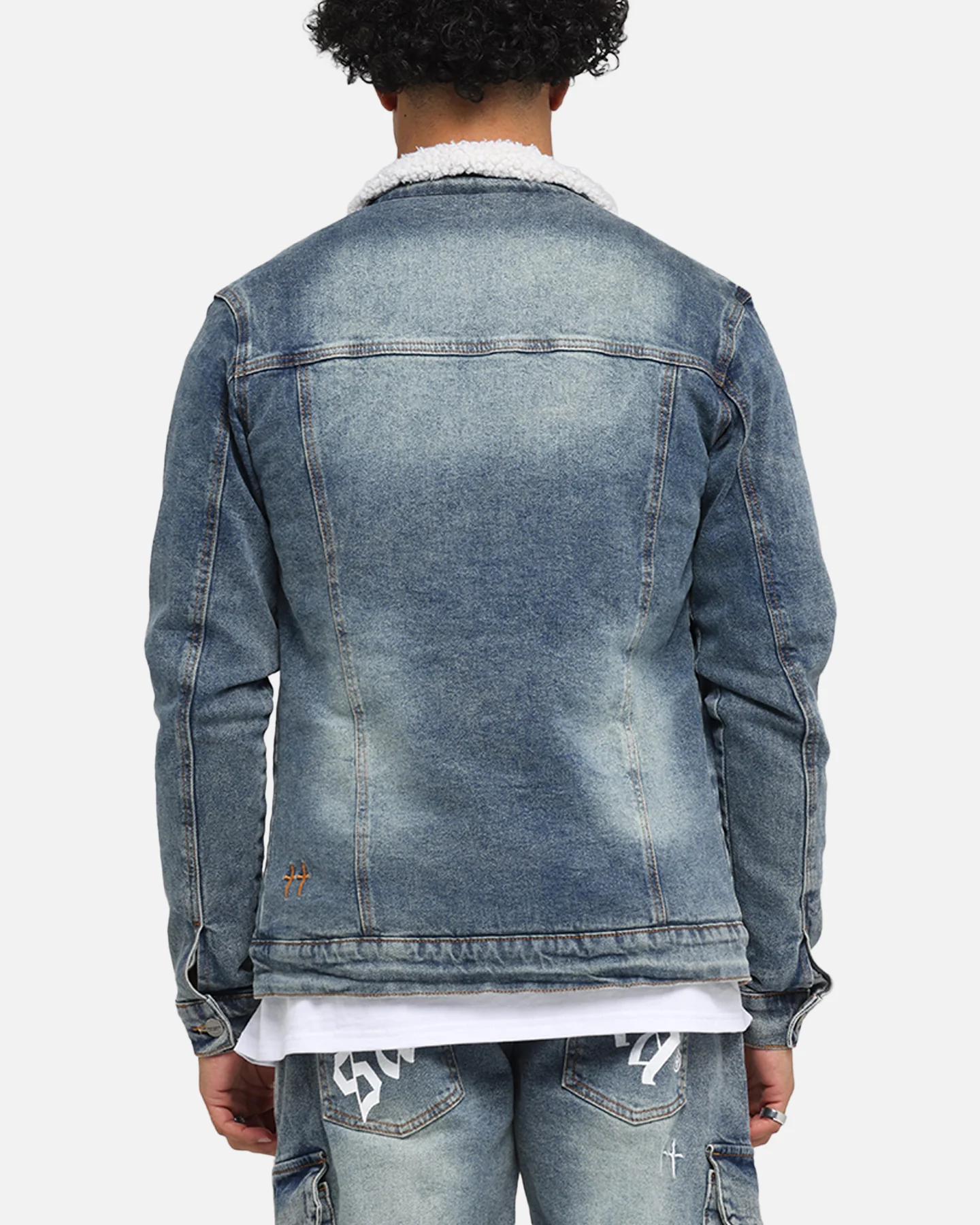 Saint Morta Sherpa Denim Jacket Dirty Denim - Image 3