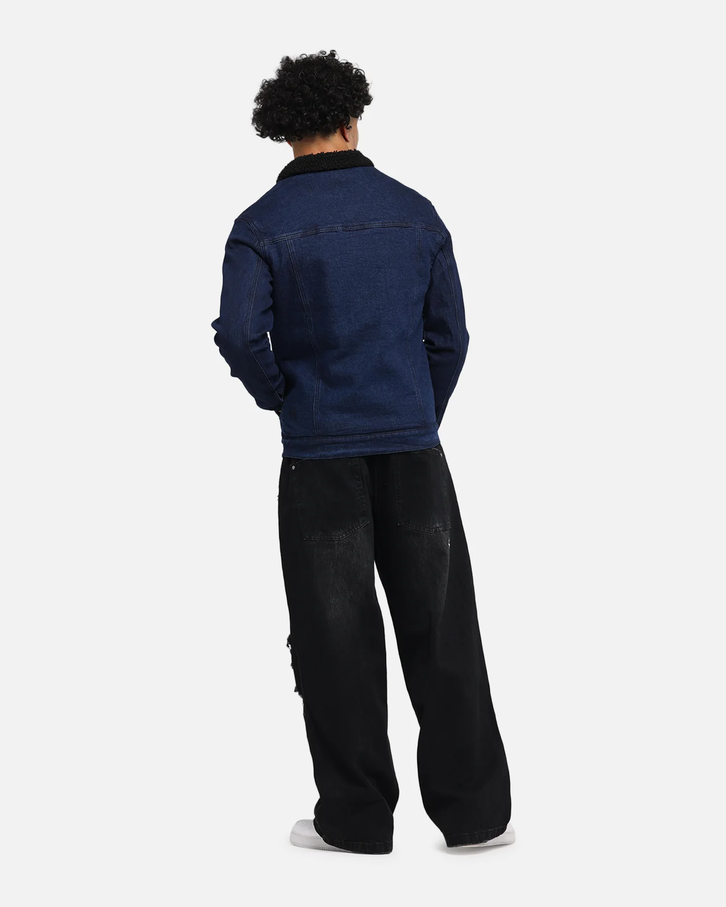 Saint Morta Sherpa Denim Zip Jacket Indigo/Black - Image 4