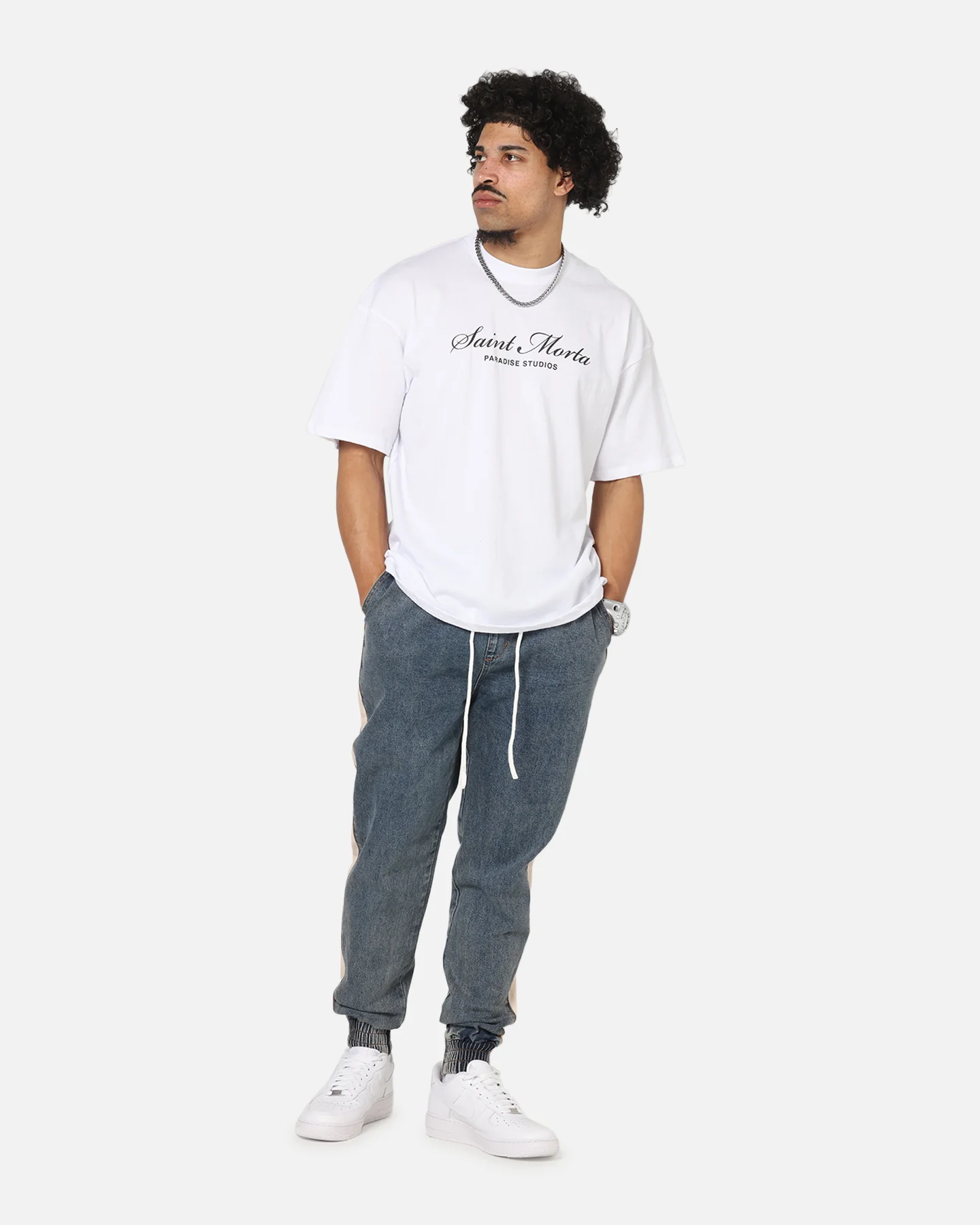 Saint Morta Sidewinder Denim Joggers Dirty Denim - Image 2