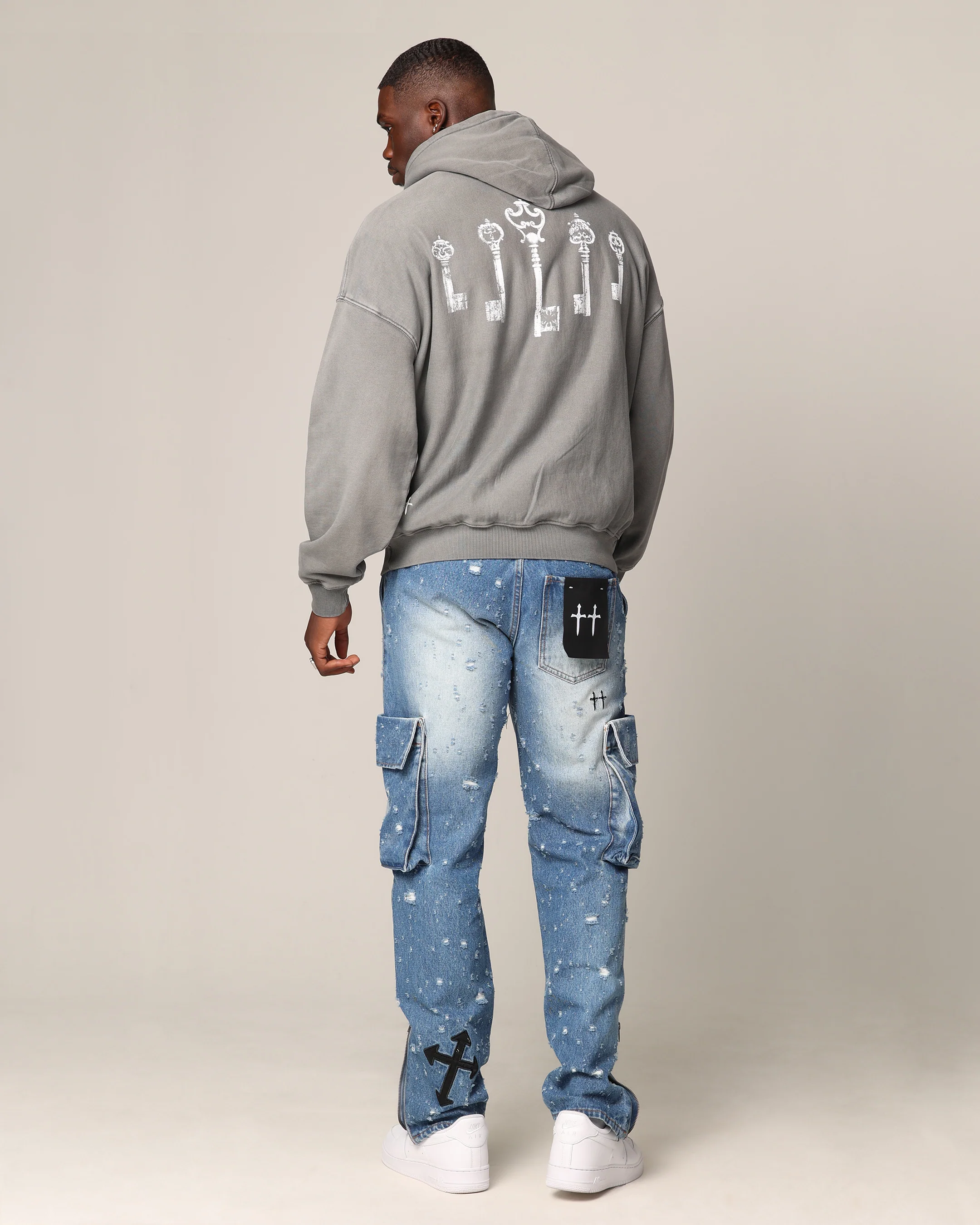 Saint Morta Skeleton Key Hoodie Washed Charcoal - Image 3