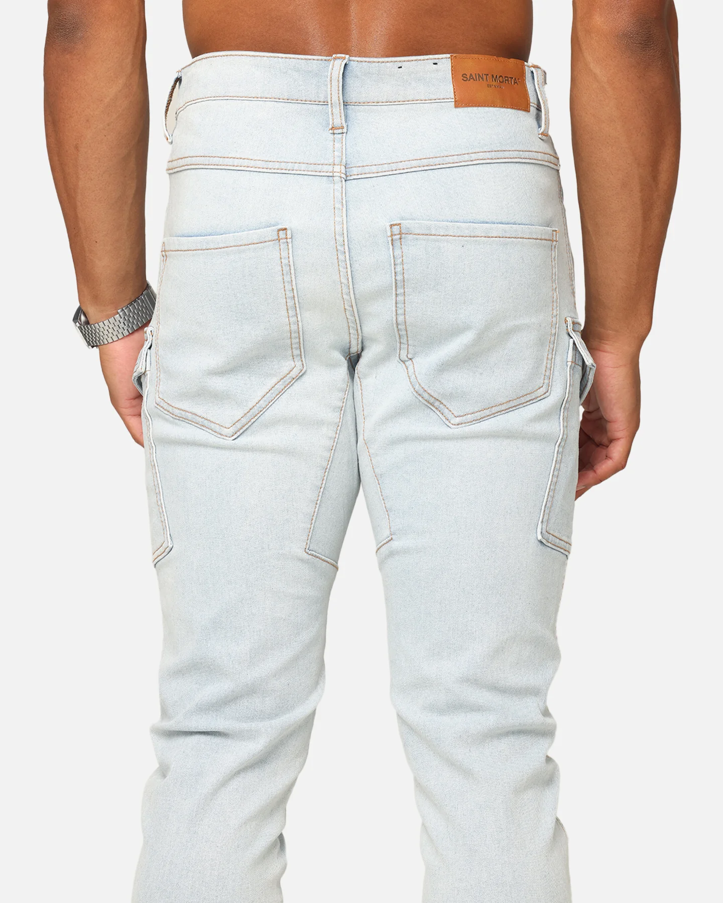 Saint Morta Skinny Cargo Jeans Vintage Blue - Image 8