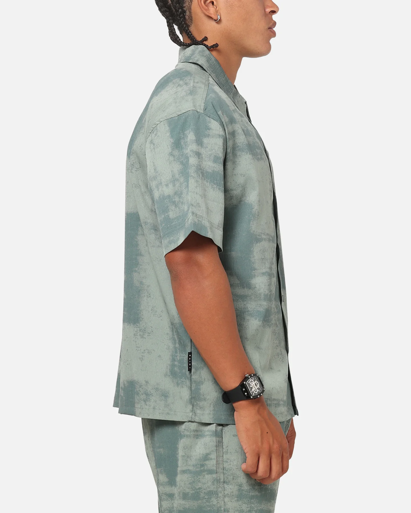 Saint Morta Solis Textured Button Up Shirt Petrol Green - Image 4