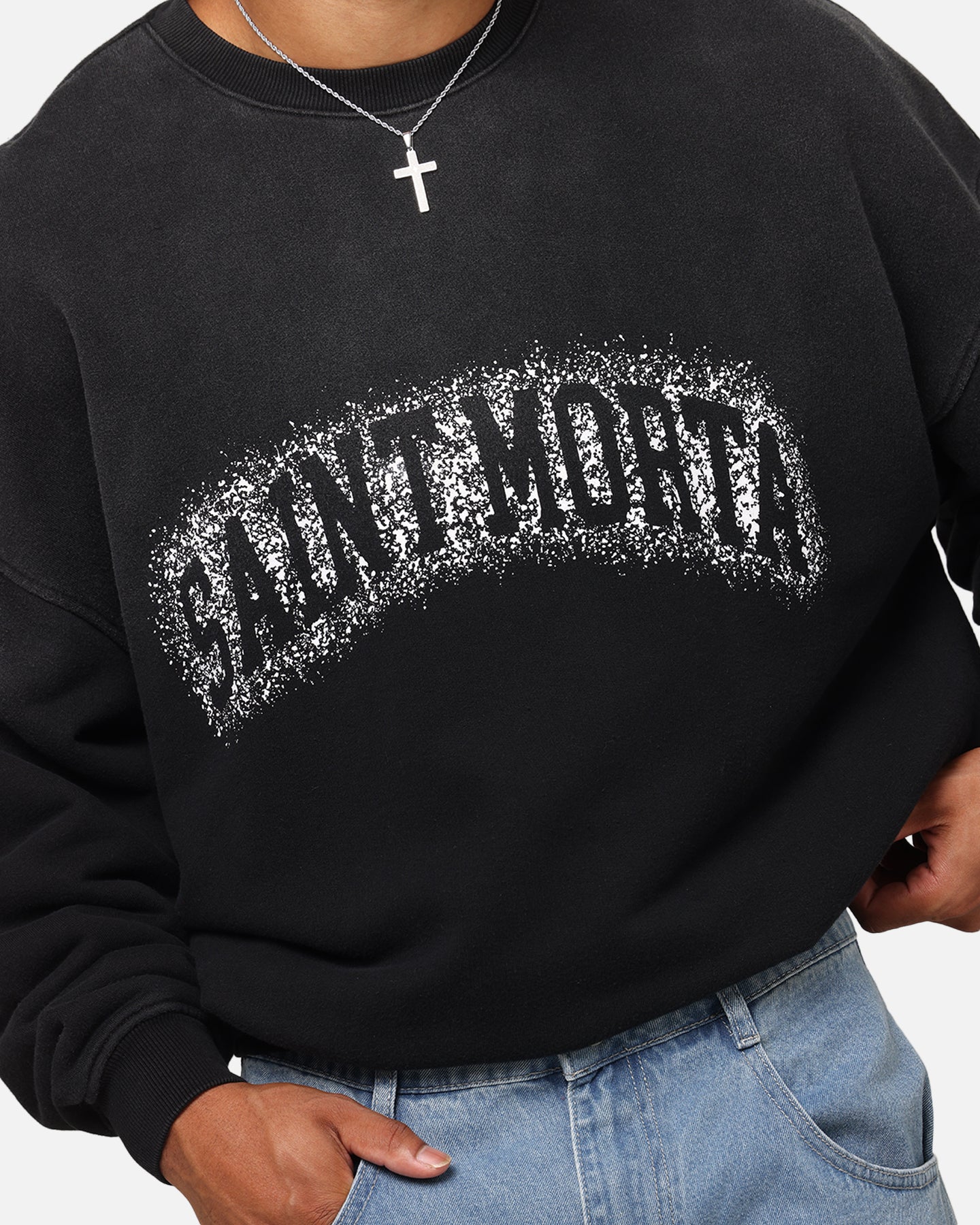 Saint Morta Spray Logo Crewneck Black - Image 6