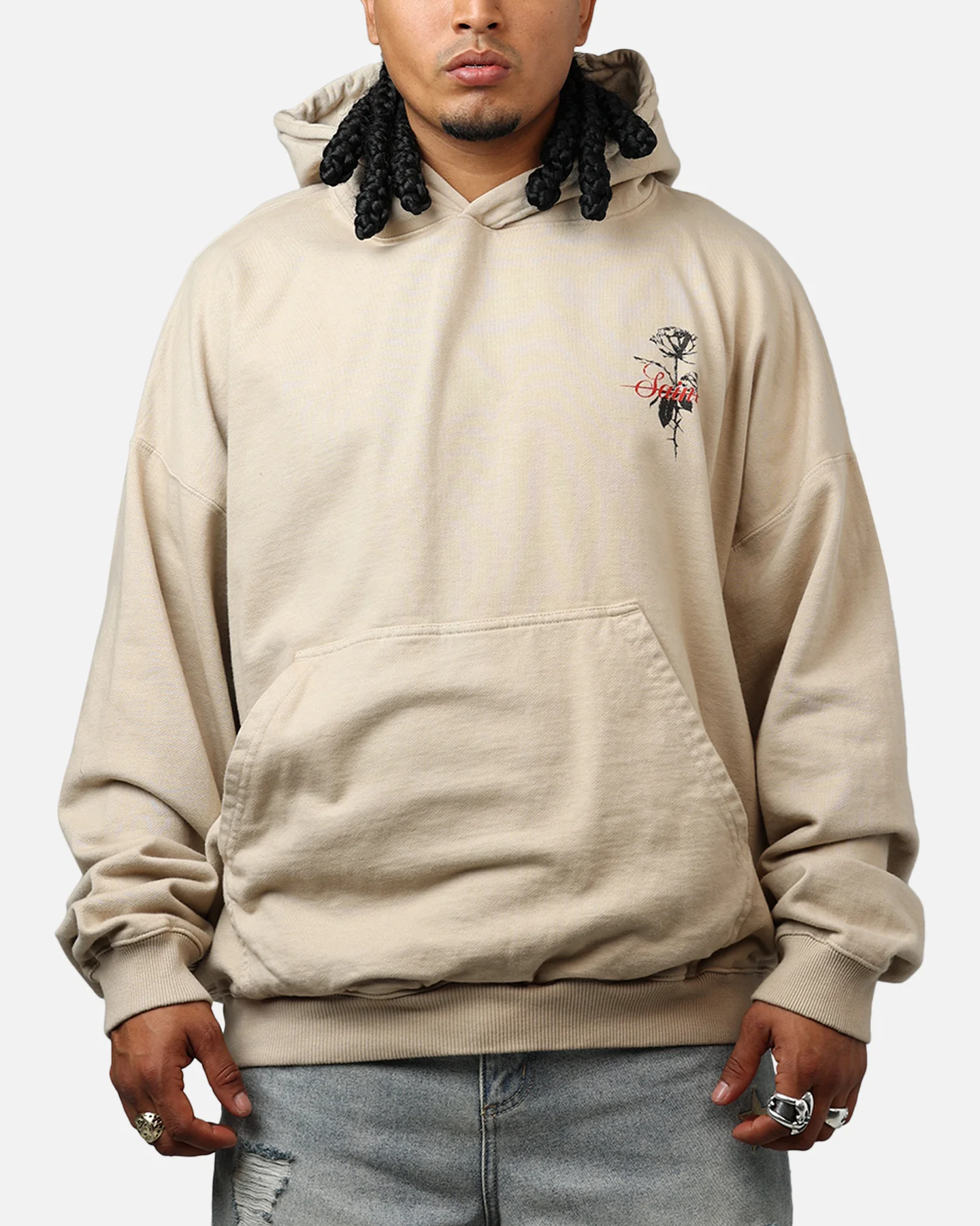Saint Morta St Valentines Boxy Hoodie Stone - Image 2